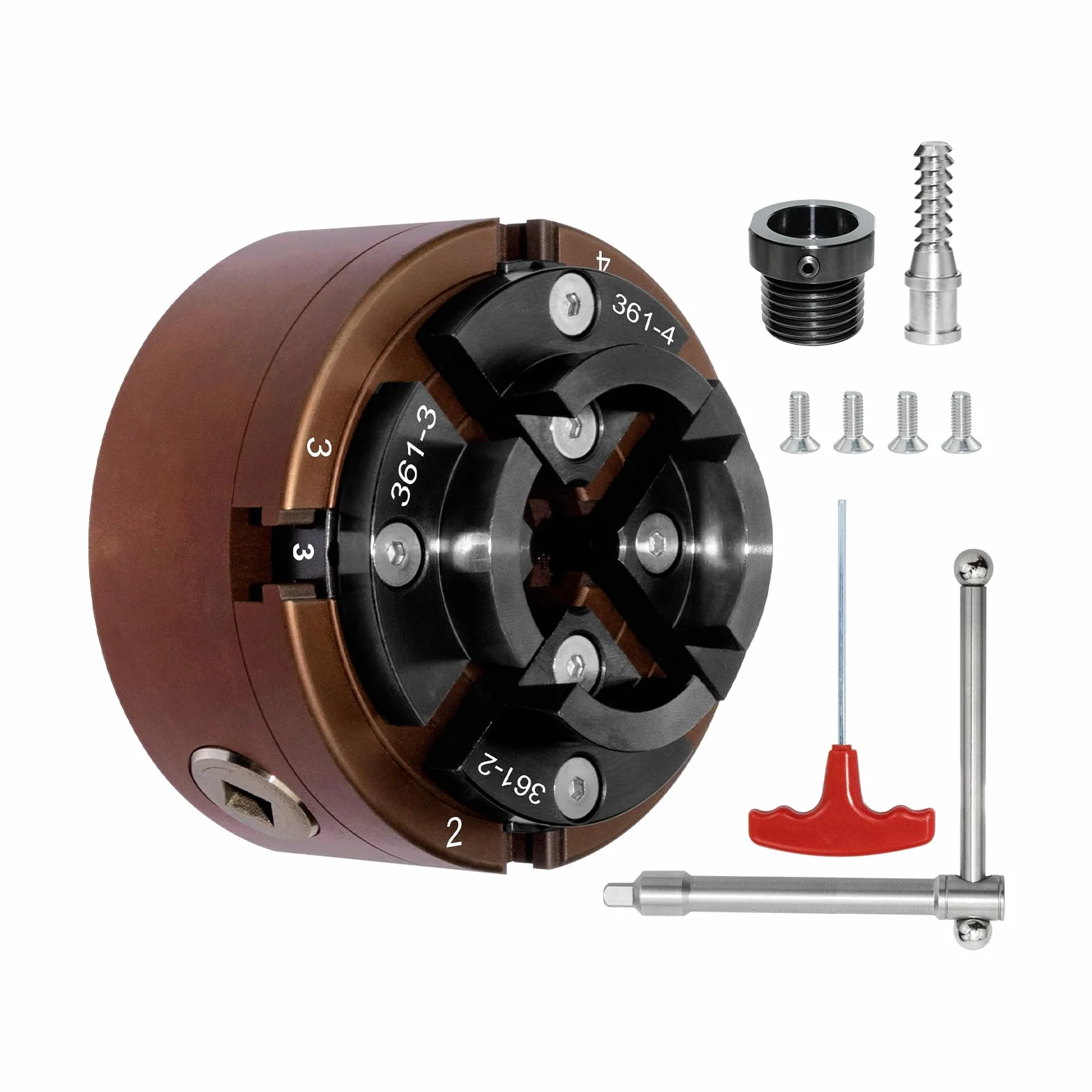 Zestaw Chuck do tokarki drewnianej 100mm M33X3.5 i adapter M18X2.5, samooceniający 4 szczęki Chuck do tokarki drewnianej