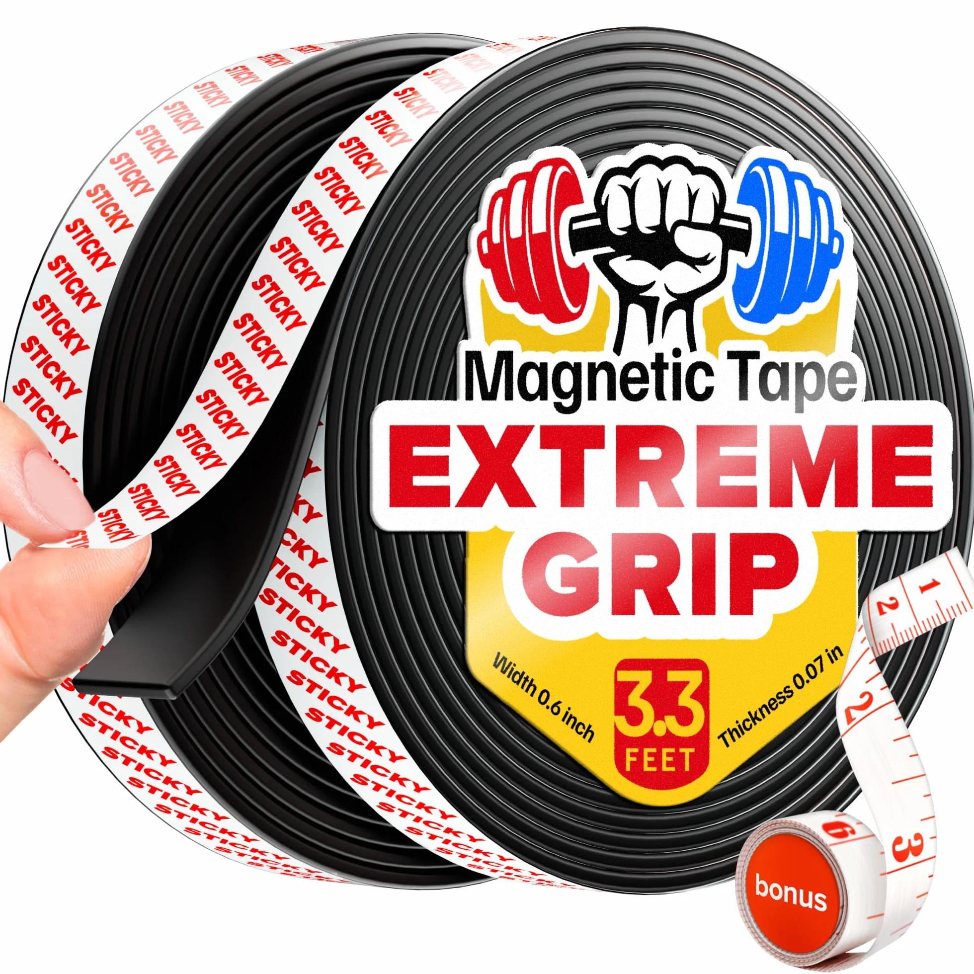 Taśma magnetyczna A+B – 8 cm x 1 cm x 0,07 cala – samoprzylepna rolka taśmy magnetycznej z linijką