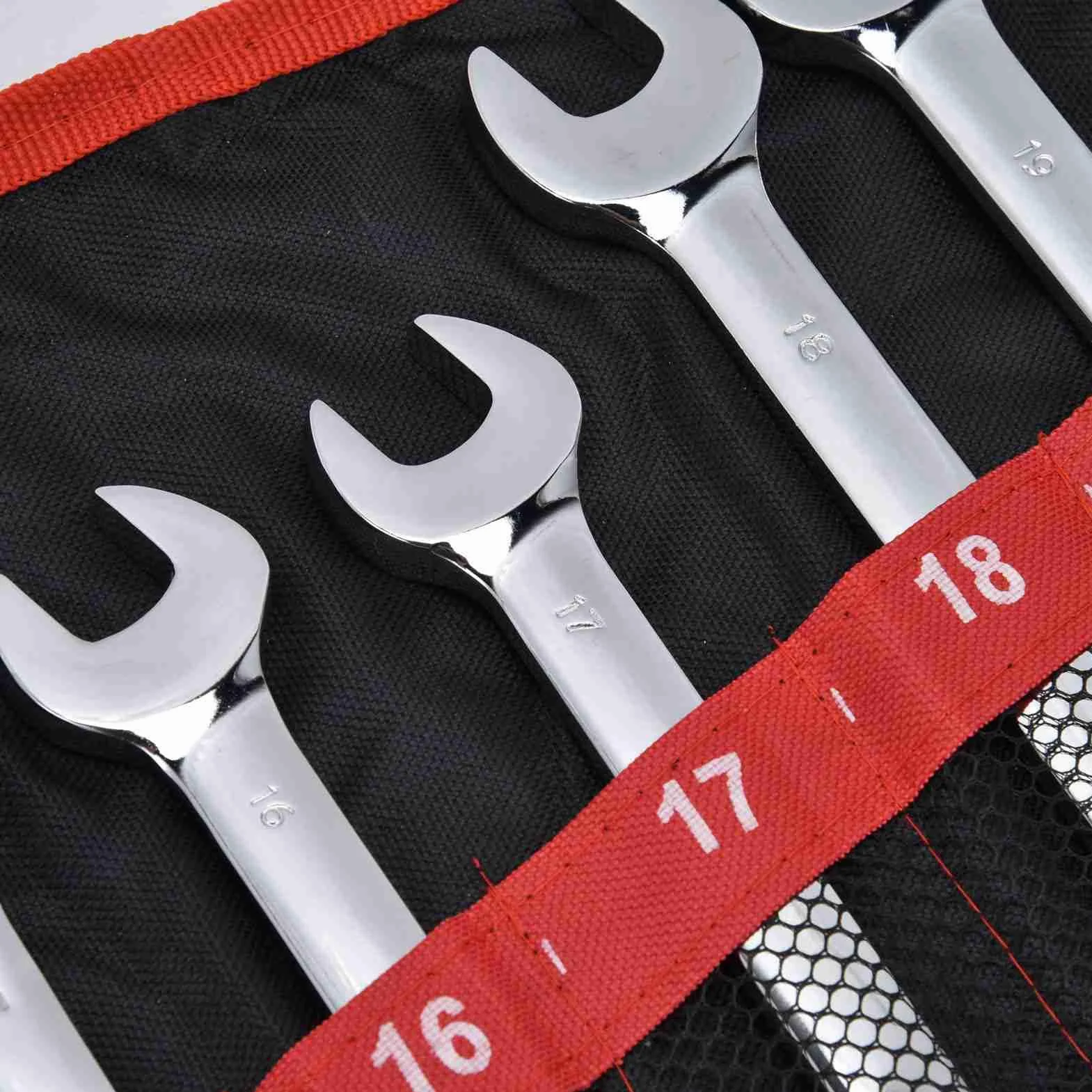 12-częściowy Zestaw Kluczy Grzechotkowych, Metryczny 8–19 Mm, z podwójną główką ze Stali Chromowo-wanadowej, z Mechanizmem Grzechotkowym z 72 Zębami i przekładnią 5-stopniową (ruchoma głowa)