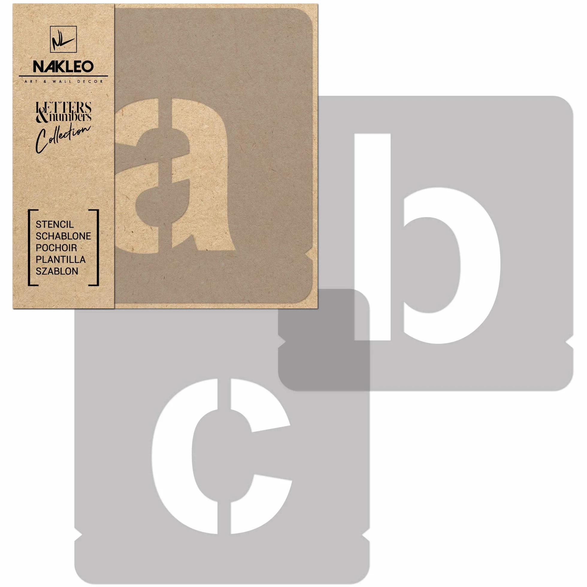 NAKLEO Szablony Malarski do Malowania Alfabet, Zestaw 42 Sztuk, 14 cm Litery & Cyfry Modern Sans Małe Font, Czcionka Wielorazowy Plastik, Rysowanie Wzór Rękodzieło, DIY Dekoracje Papier Ściany Drewno