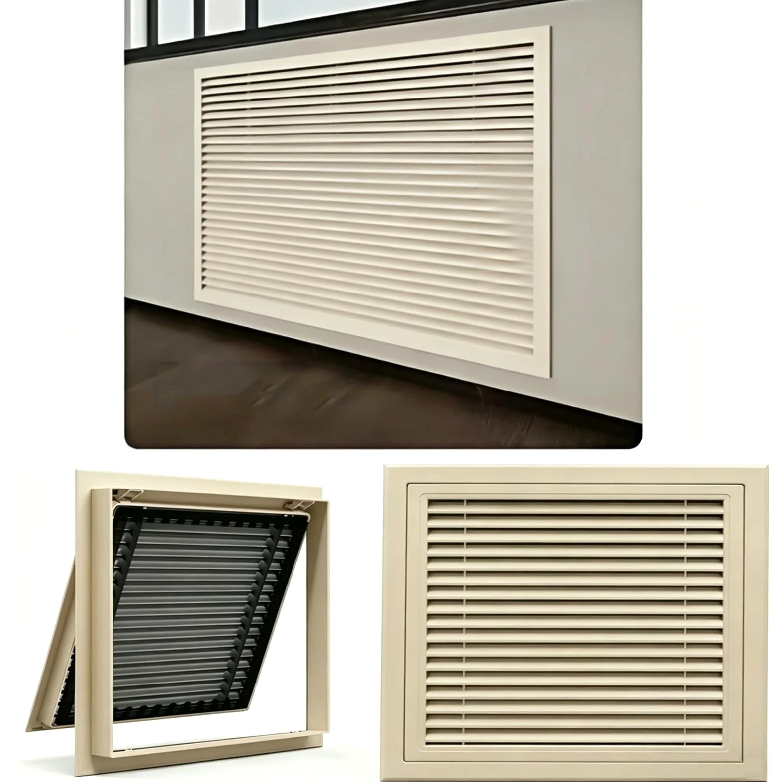 Pokrywa wentylacyjna na zawiasach, kratka powrotna HVAC z drzwiami dostępu do filtra, rejestr wentylacyjny do ścian komercyjnych i mieszkalnych, sufitu, piwnicy (beżowy, 45 x 50 cm)