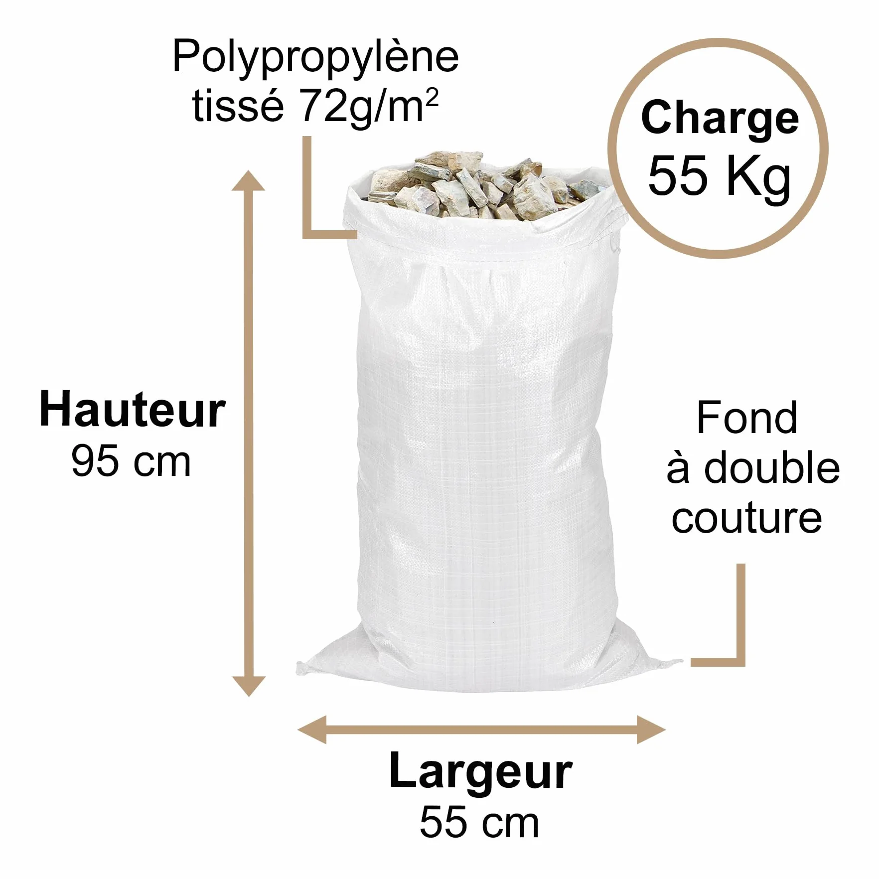 Worek na odpady ogrodowe 55x95 cm 55 kg wielokrotnego użytku
