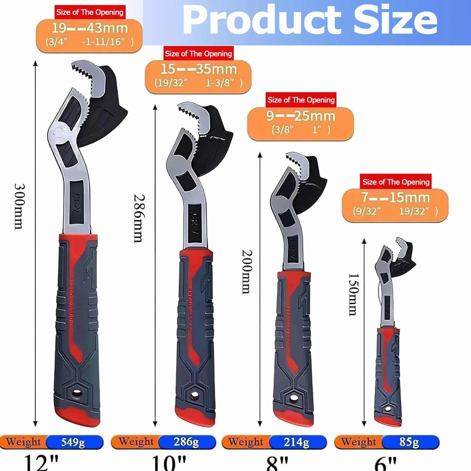 4 szt. regulowany samoblokujący zestaw kluczy do rur 15 cm 20 cm 25 cm 30 cm wielofunkcyjne mikro imadło rurowe do narzędzi hydraulicznych do kranów
