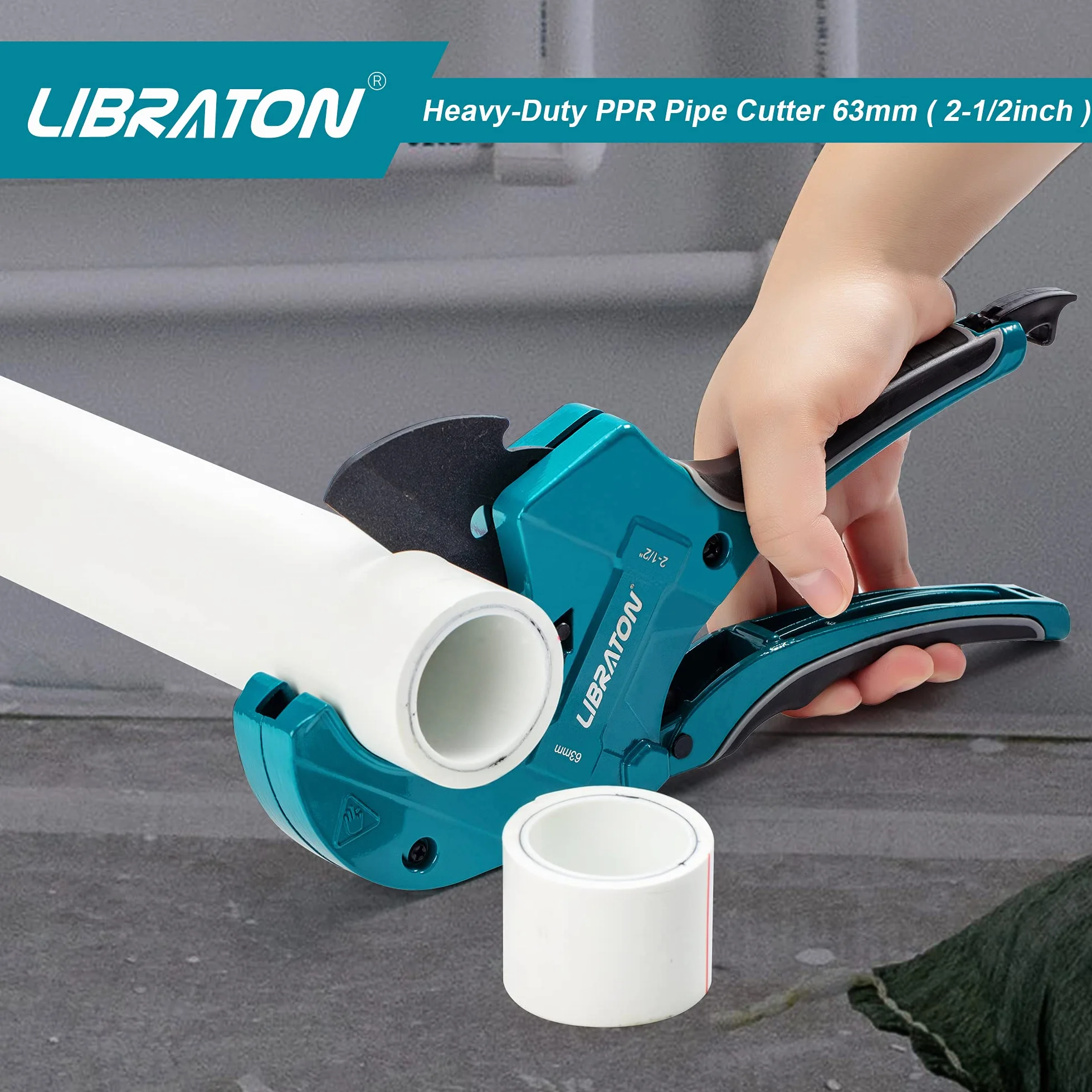 Libraton Obcinak do rur z PCW 63 mm, duży frez PVC, ulepszone ostrze do wytrzymałości, obcinacz do rur z tworzywa sztucznego do cięcia rur PVC, rur PEX, rur z tworzywa sztucznego