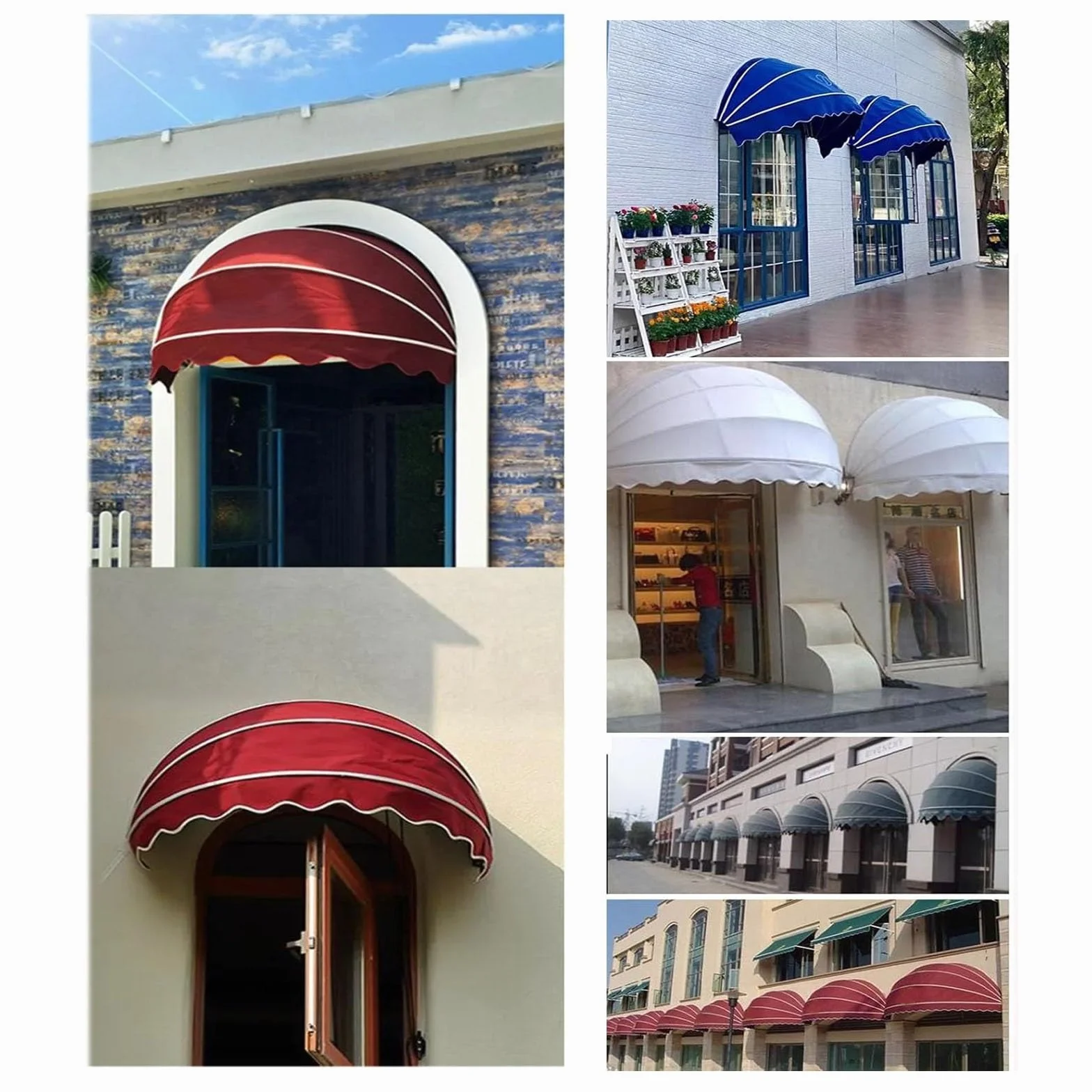 French Curved Awning Anti-UV Waterproof Windproof Dome Window Door Canopy 85cm