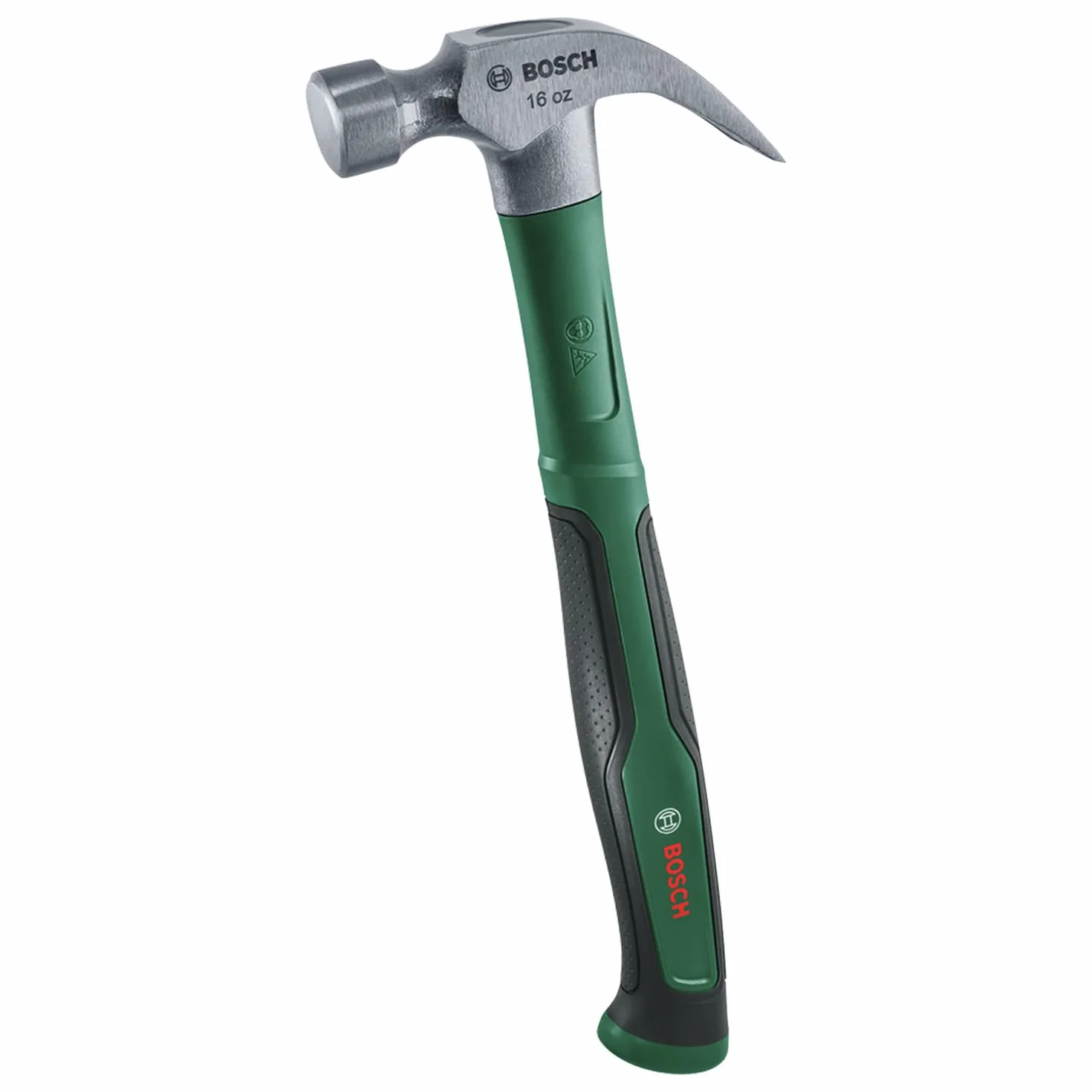 Bosch młotek ciesielski 450 g / 16 oz (duża pow. wbijania, wytrzymała stal wysokowęglowa, pazur typu V, komf. rękojeść z miękką okł. Softgrip z rdzeniem z włókna szkl., niski poziom drgań)