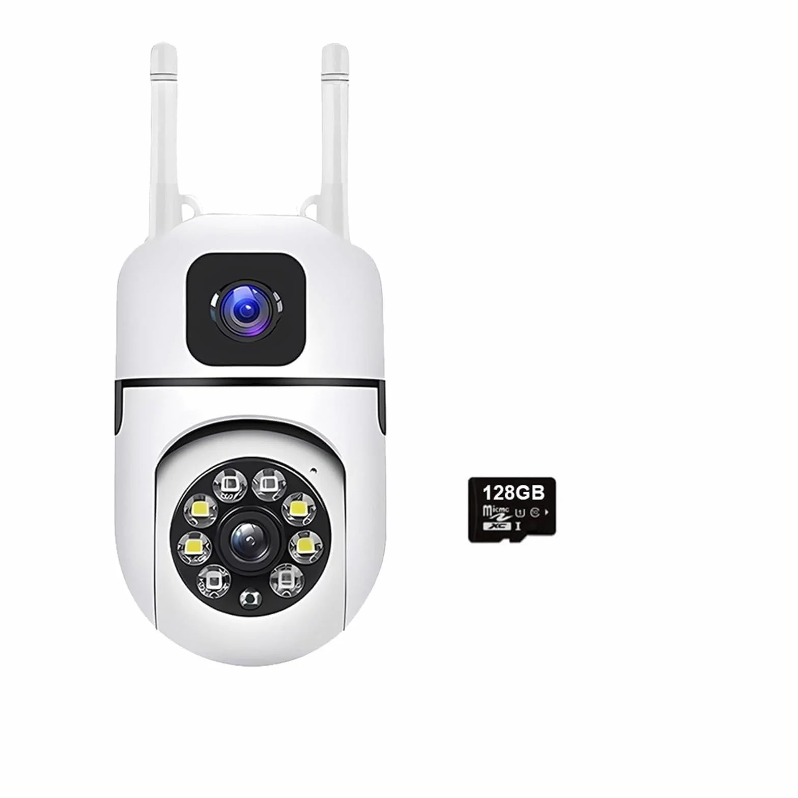 Obiekt Monitorowany, Podwójny obiektyw, podwójny ekran, kamera IP WiFi, ochrona bezpieczeństwa, bezprzewodowy monitor wewnętrzny, automatyczne śledzenie, monitoring wideo CCTV PTZ(Camara 128GB Card)