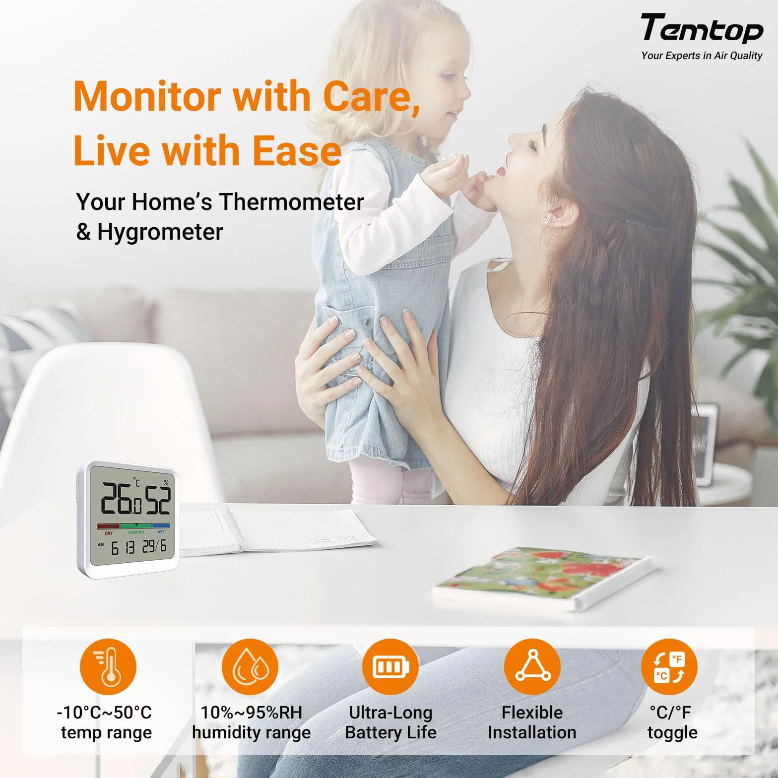 Temtop T1-SE Termometr cyfrowy Higrometr Monitor temperatury i wilgotności