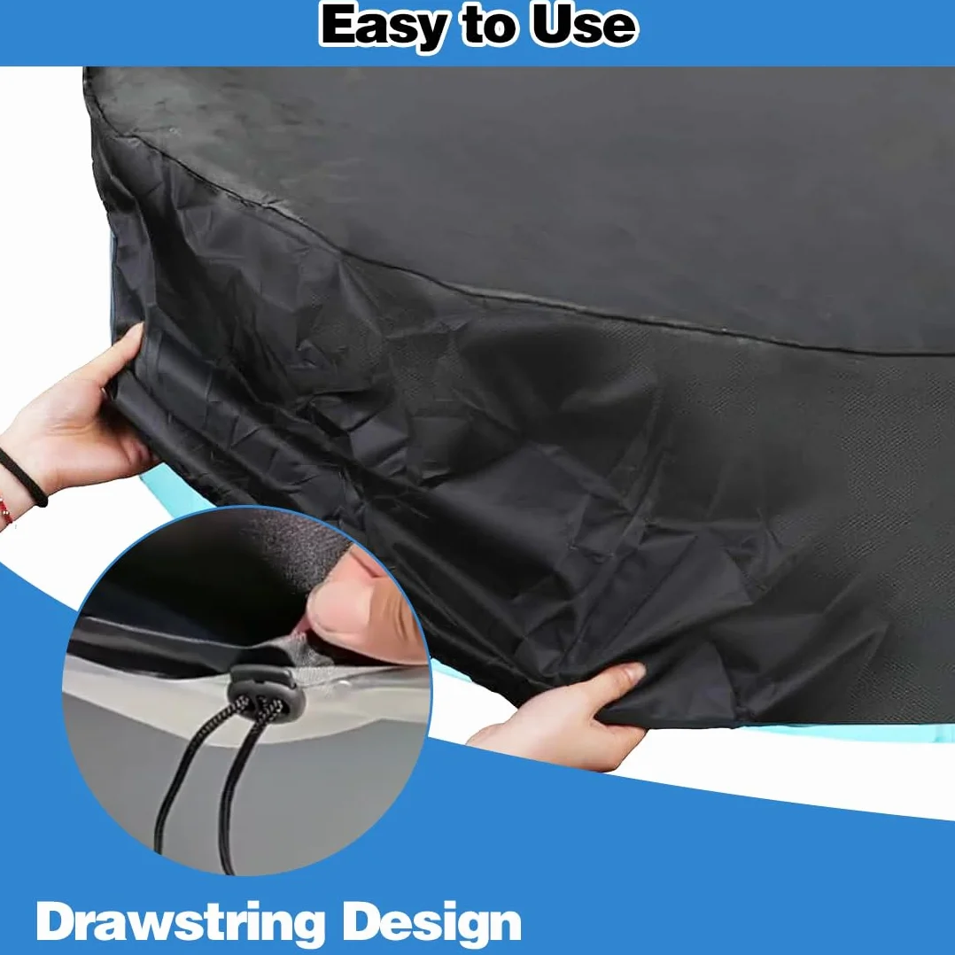 Yuragim Okrągły pokrowiec na basen 160 cm, 160 x 30 cm, ze sznurkiem ściągającym, 210D Oxford, odporna na działanie promieni UV i rozerwanie, odporna na działanie promieni UV