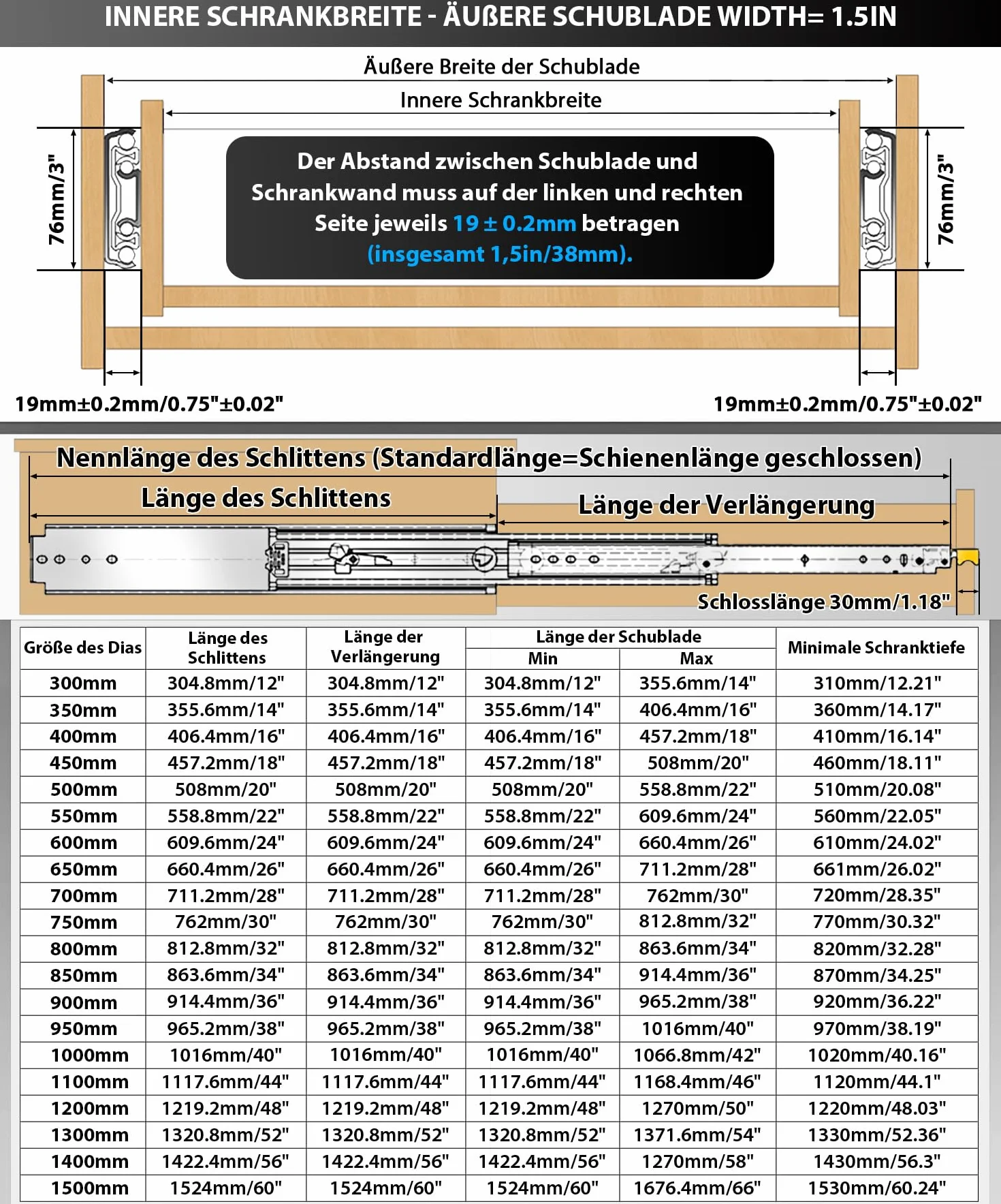 Z blokadą, wytrzymałe prowadnice do szuflad, obciążenie 220 kg, pełne przedłużenie, montowane z boku, stalowe szyny 450 mm dł. x 76 mm szer. gładki poślizg do szafki kuchennej, garażu, skrzynki