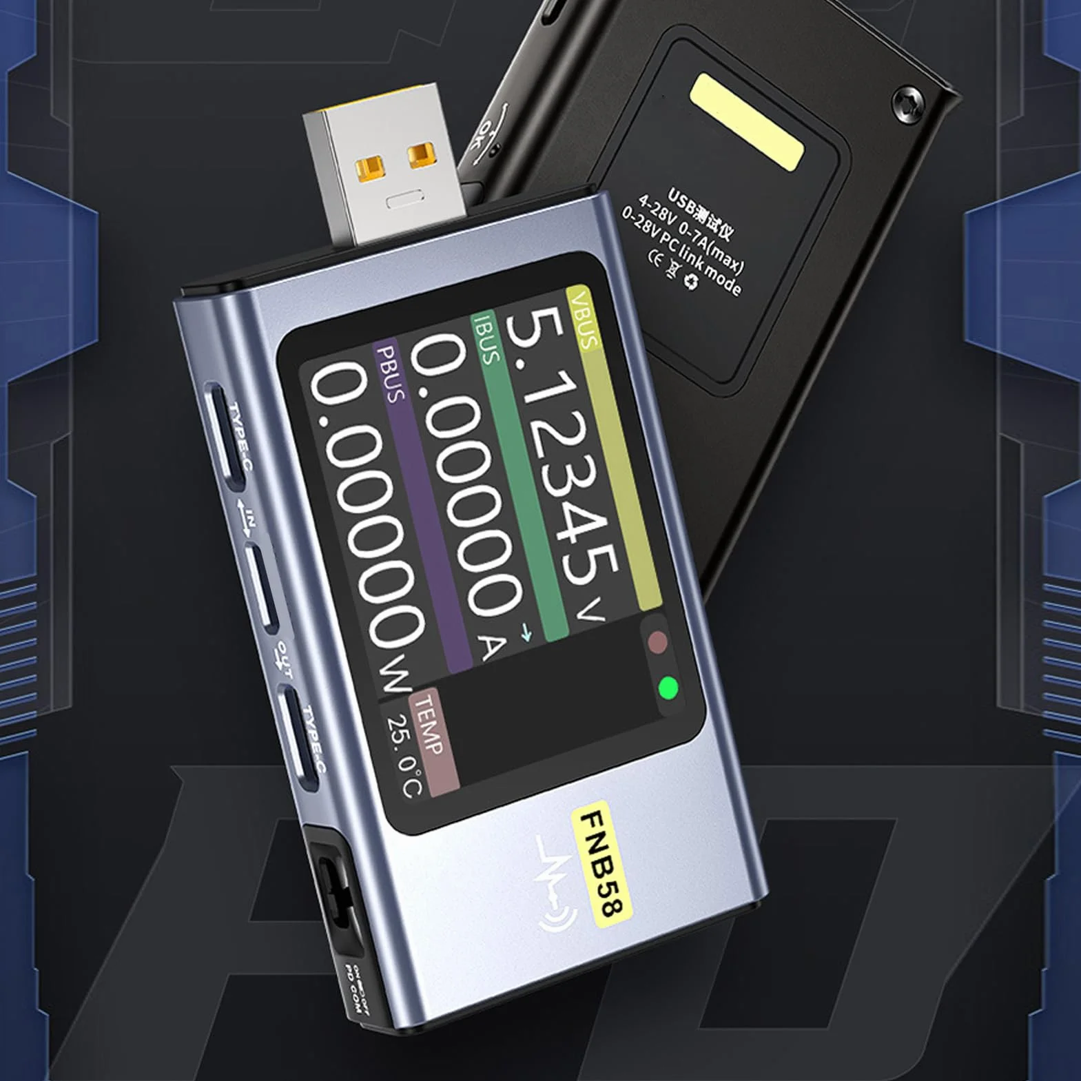 FTVOGUE Multimetrowa Zasilanie USB Prąd Prądowy Tester Mocy z 2,0 -calowym Wyświetlaczem HD LCD dla PD2.0 PD3.0 QC2.0 QC3.0