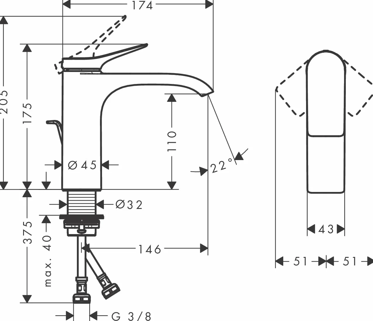 hansgrohe Vivenis - jednouchwytowa bateria umywalkowa z zestawem odpływowym klik-klak, kran łazienkowy z wylewką 110 mm, oszczędność wody (EcoSmart), chrom, 75020000
