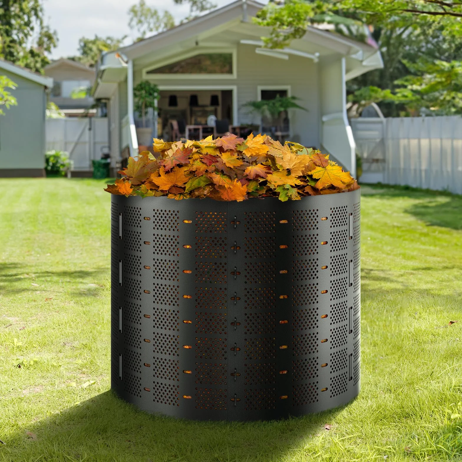 VEVOR Kompostownik ogrodowy 1000 l ok. HDPE rozszerzalny pojemnik na kompostowanie o średnicy 106,68 cm duża pojemność do zbierania liści kompostowania do tworzenia żyznej gleby
