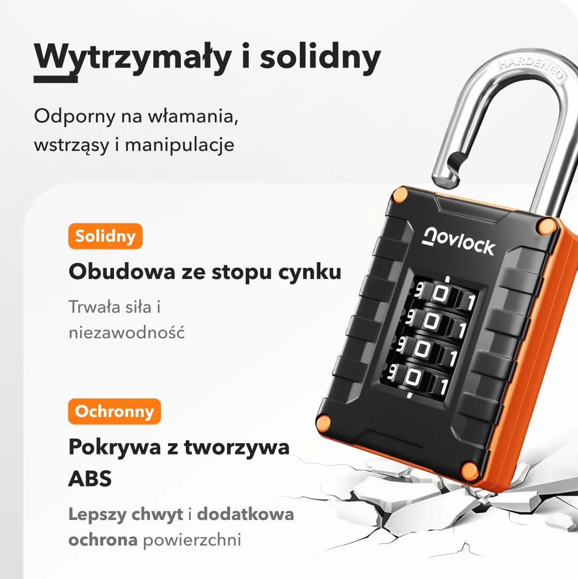 Kłódka Szyfrowa – 4-Cyfrowy Zamek Kombinacyjny do Szafek (Siłownia, Szkoła, Praca), Szaf, Pudełek Magazynowych, Schowków, Bram i Więcej – 1 szt., Czarny/Pomarańczowy