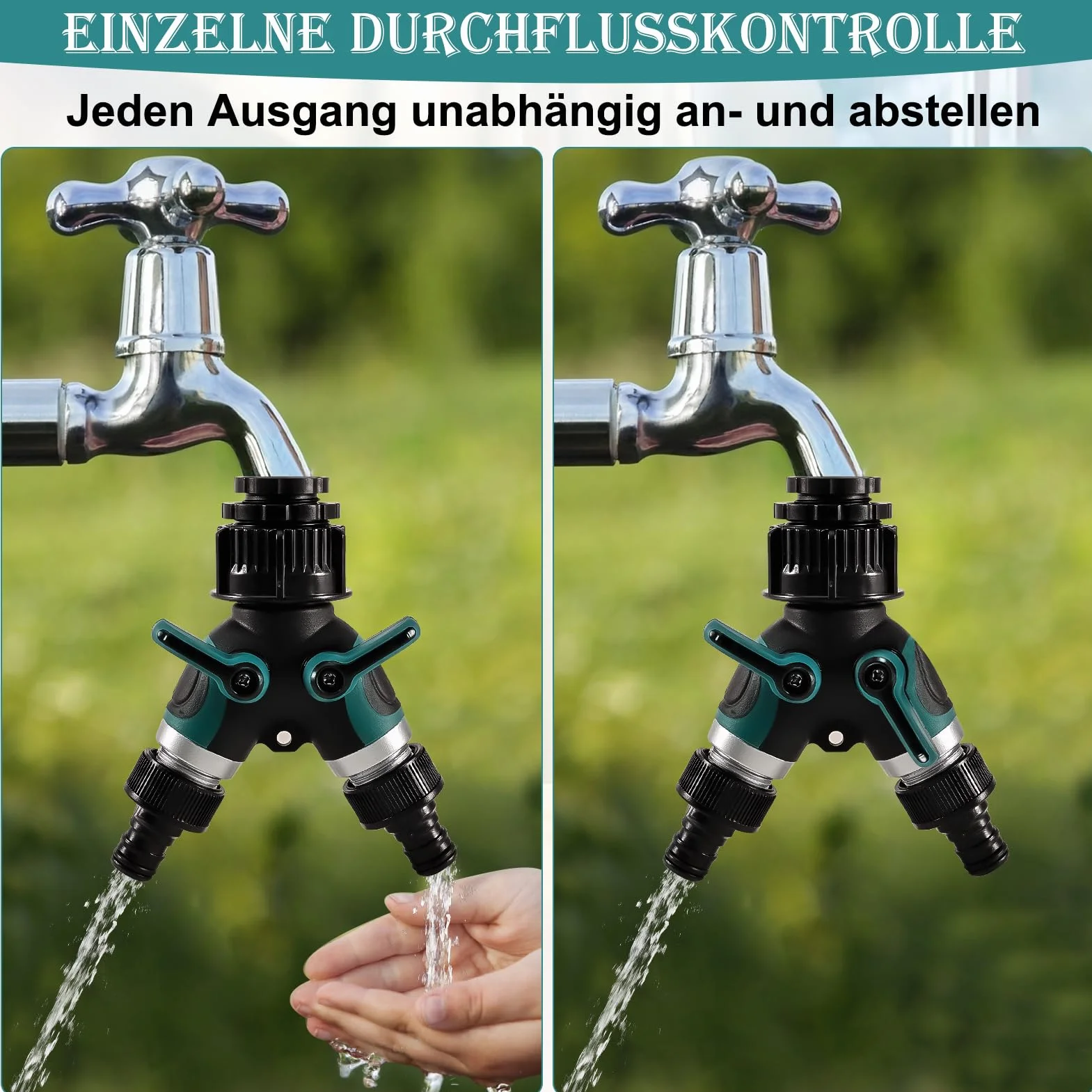 Rozdzielacz wody 2-drożny z kranami odcinającymi 1/2", 3/4", 1 cal