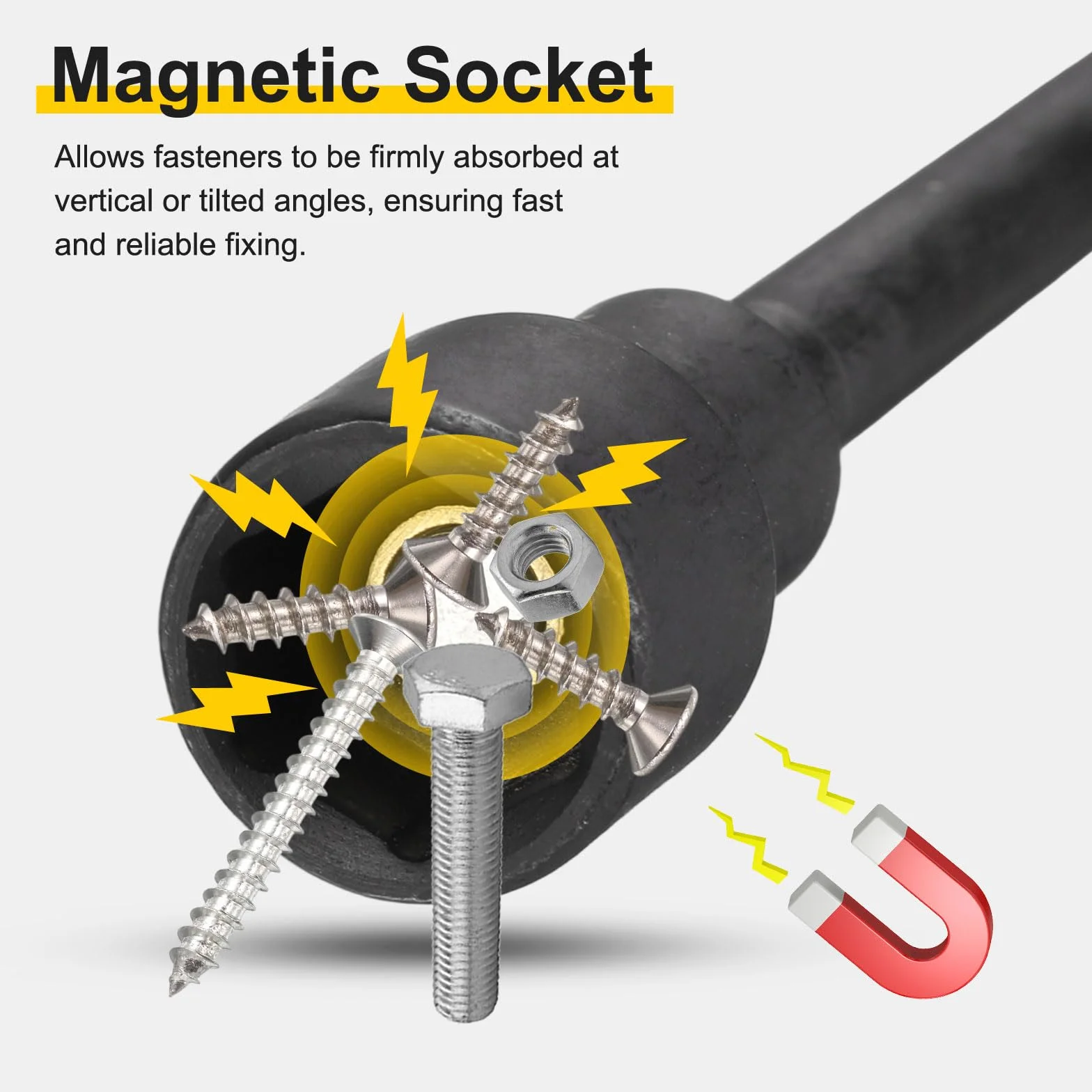 QUARKZMAN 3 szt. Śruba do nakrętek wtyczka metryczna 13 mm sześciokątny trzpień 1/4" długi 3" (65 mm) magnetyczne wtyczki 6 końcówek szybkozłączki stalowe CR-V Fosforanowane regulatory czarne
