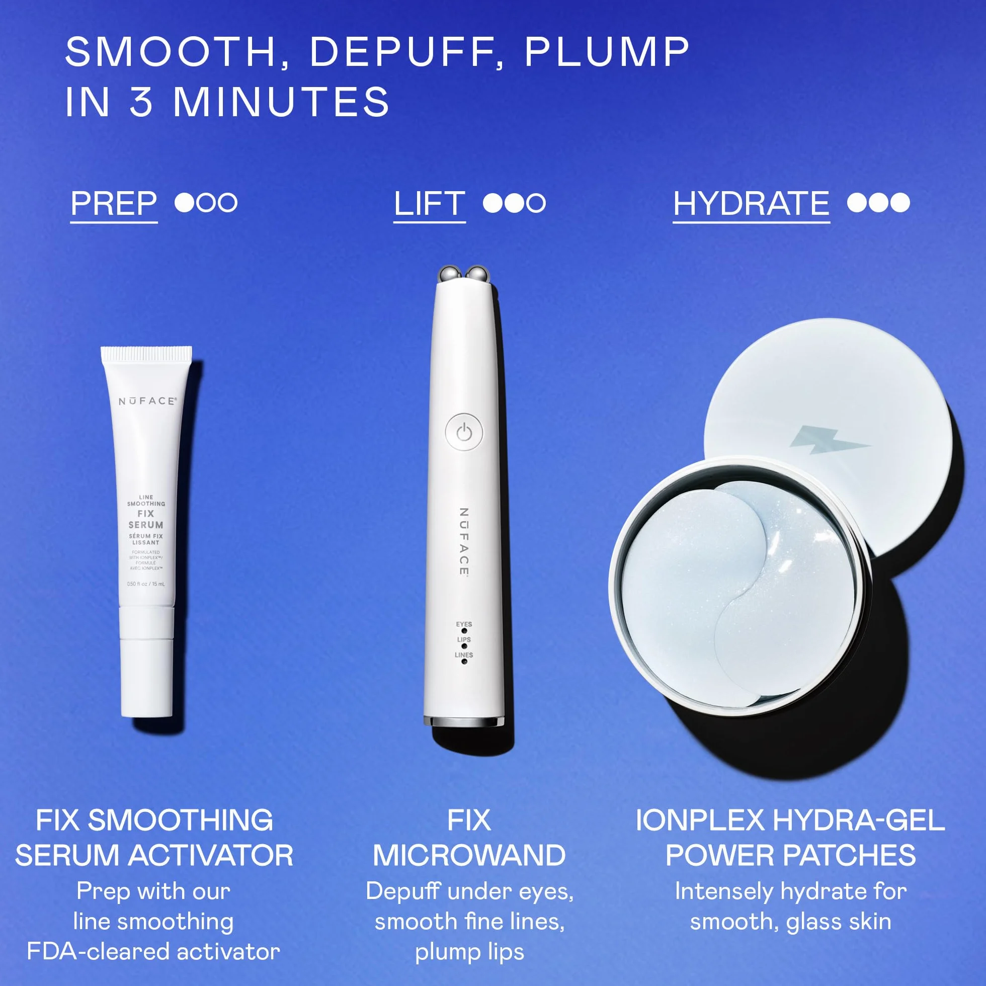 NuFACE FIX MicroWand - urządzenie mikroprądowe + aktywator serum do leczenia linii czoła, kurzych łapek, pod oczami, linii uśmiechu i pełniej wyglądających ust