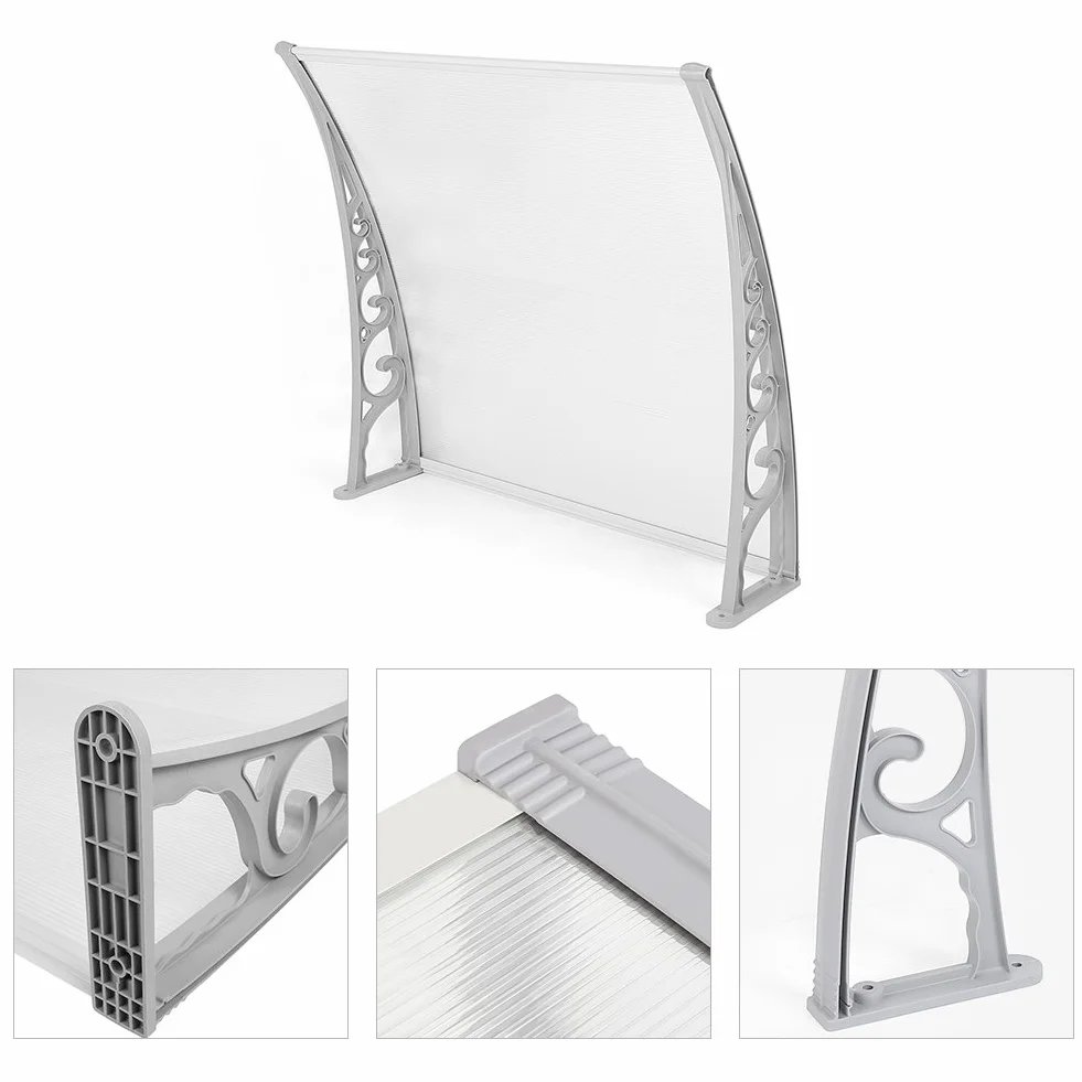 Zadaszenie do drzwi wejściowych, aluminium i poliwęglanu, ochrona przed promieniowaniem UV, dach jednospadowy do garażu, na balkon, okna, domu (100 x 150 cm, biały)