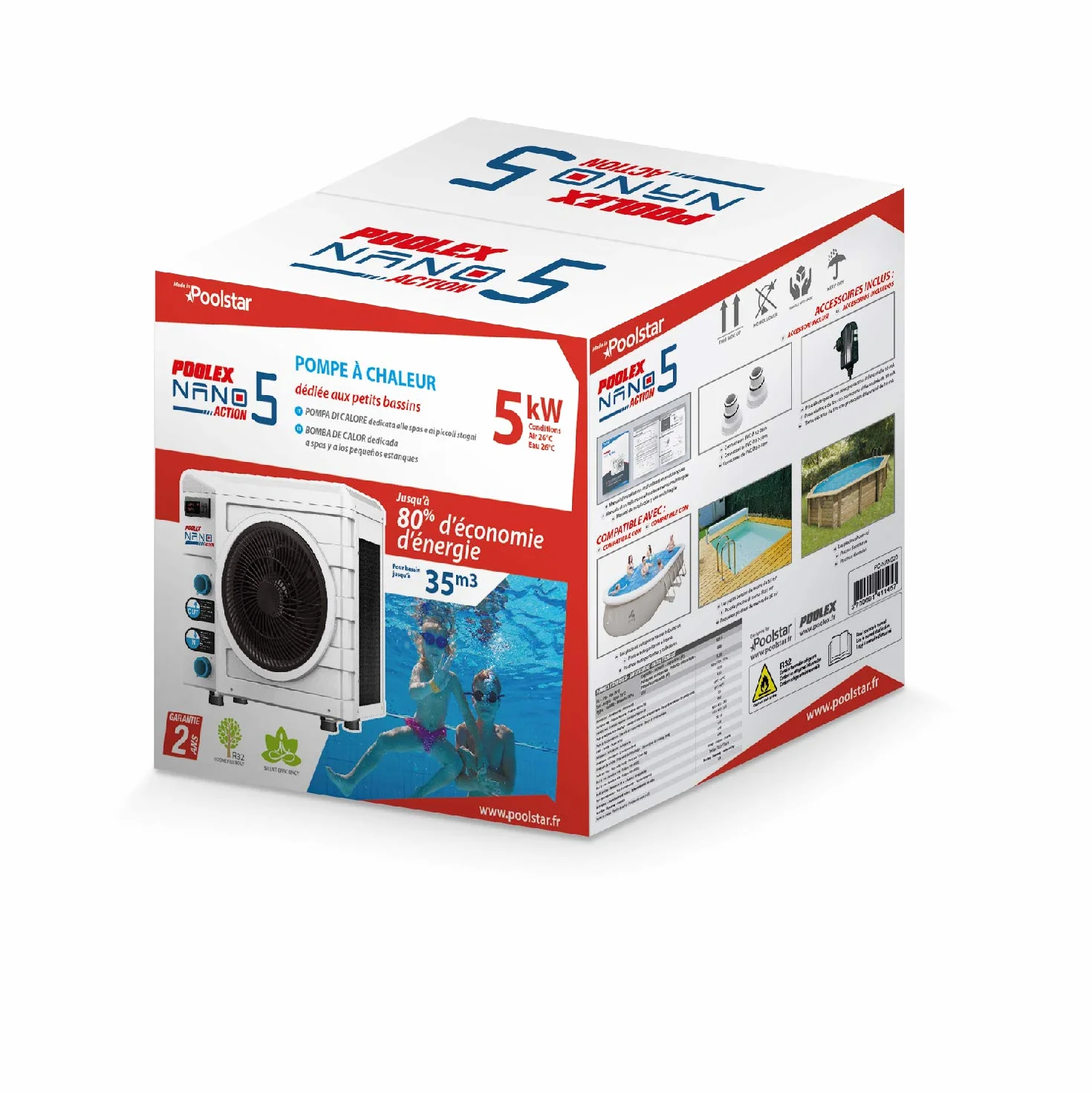 Poolex Nano 5KW Pompa Ciepła Biały Czarny 20-35m³