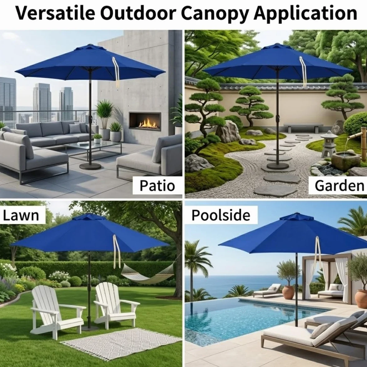 2m 2.5m 2.7m 3.0m 4.0m Wymienny Pokrowiec Na Parasol 6/8 Ramion UV30+ Wodoodporny Ogrodowy Parasolka Pokrycie Duży Daszek Słoneczny Plaża Ogród Patio Basen
