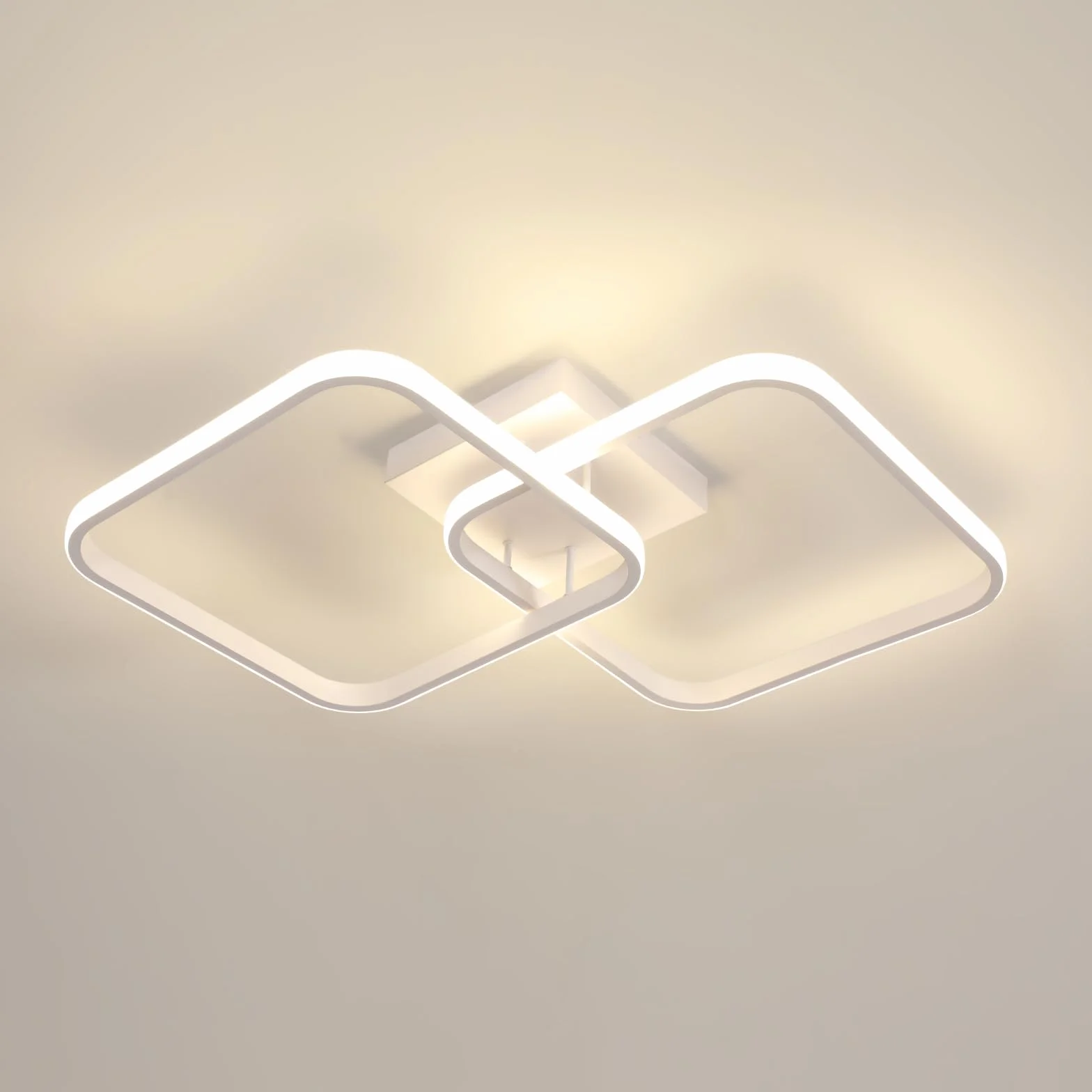 Comely Plafon LED 42W 4725LM, Kwadratowa Oprawa Sufitowa Światło Naturalne 4500K, Nowoczesny Akrylowy Plafon Salonowy Do Salonu Sypialni Kuchni Korytarza Łazienki, 64cm, Biały