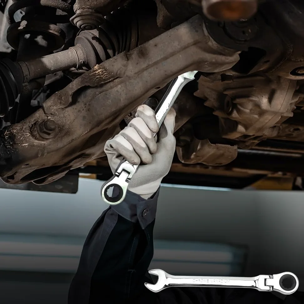 Telescopic Ratchet Calowy klucz grzechotkowy Zestaw kluczy Klucz z elastyczną główką, chromowany, 72 zęby, rolką do przenoszenia mały klucz dynamometryczny