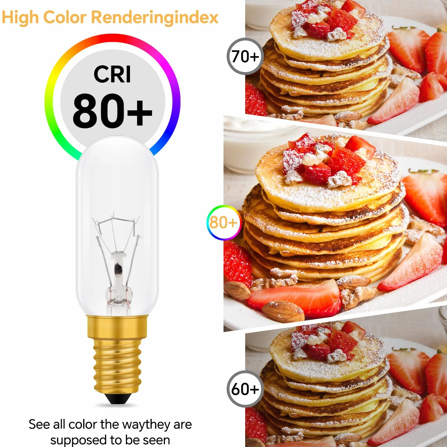 Caldarax Żarówka do okapu kuchennego E14 40 W, 2700K ciepła biel, 350 lm, AC 220-240 V, żarówki T22, żarówka SES E14, do okapu kuchennego, lodówki, zestaw 2 szt