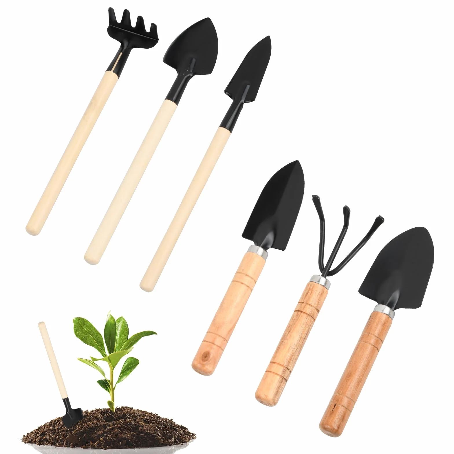 Nivofu 6-częściowy mini zestaw narzędzi ogrodniczych, do przesadzania sukulentów, do ogrodnictwa, do sadzenia alpejskiego, bonsai, roślin, kwiatów doniczkowych