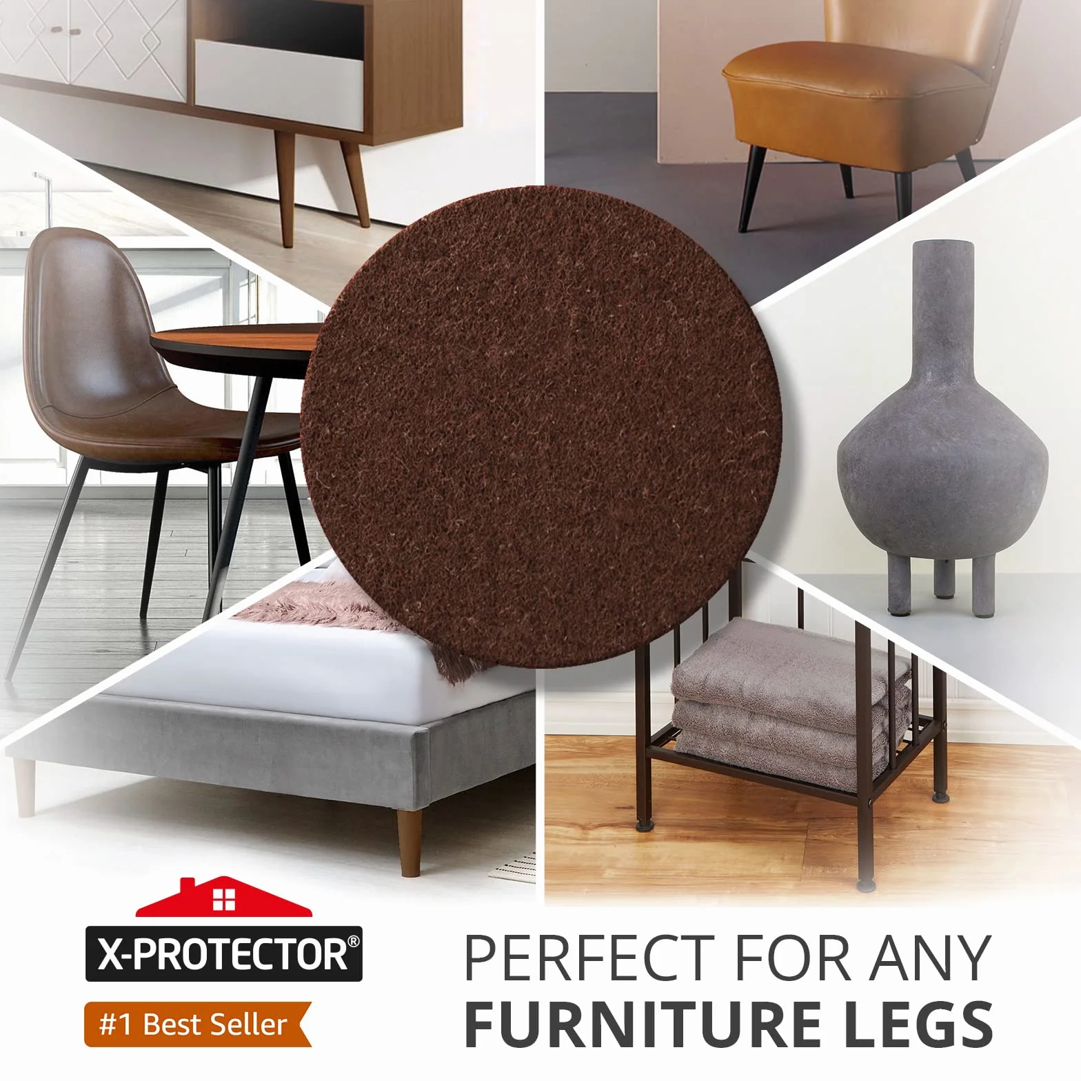 Filcowe podkładki meblowe X-PROTECTOR - 48 Premium Samoprzylepne podkładki Ochrona podłogi - Filcowe podkładki do Nóżki mebli - Najlepsze Podkładki meblowe do podłóg - Chroń swoje twarde podłogi!