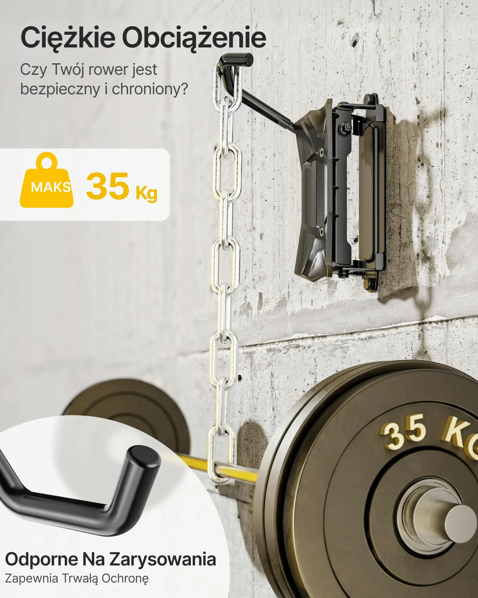 monTEK Obrotowy uchwyt ścienny do roweru, hak rowerowy, stalowy uchwyt rowerowy, ścienny, zestaw 3 szt