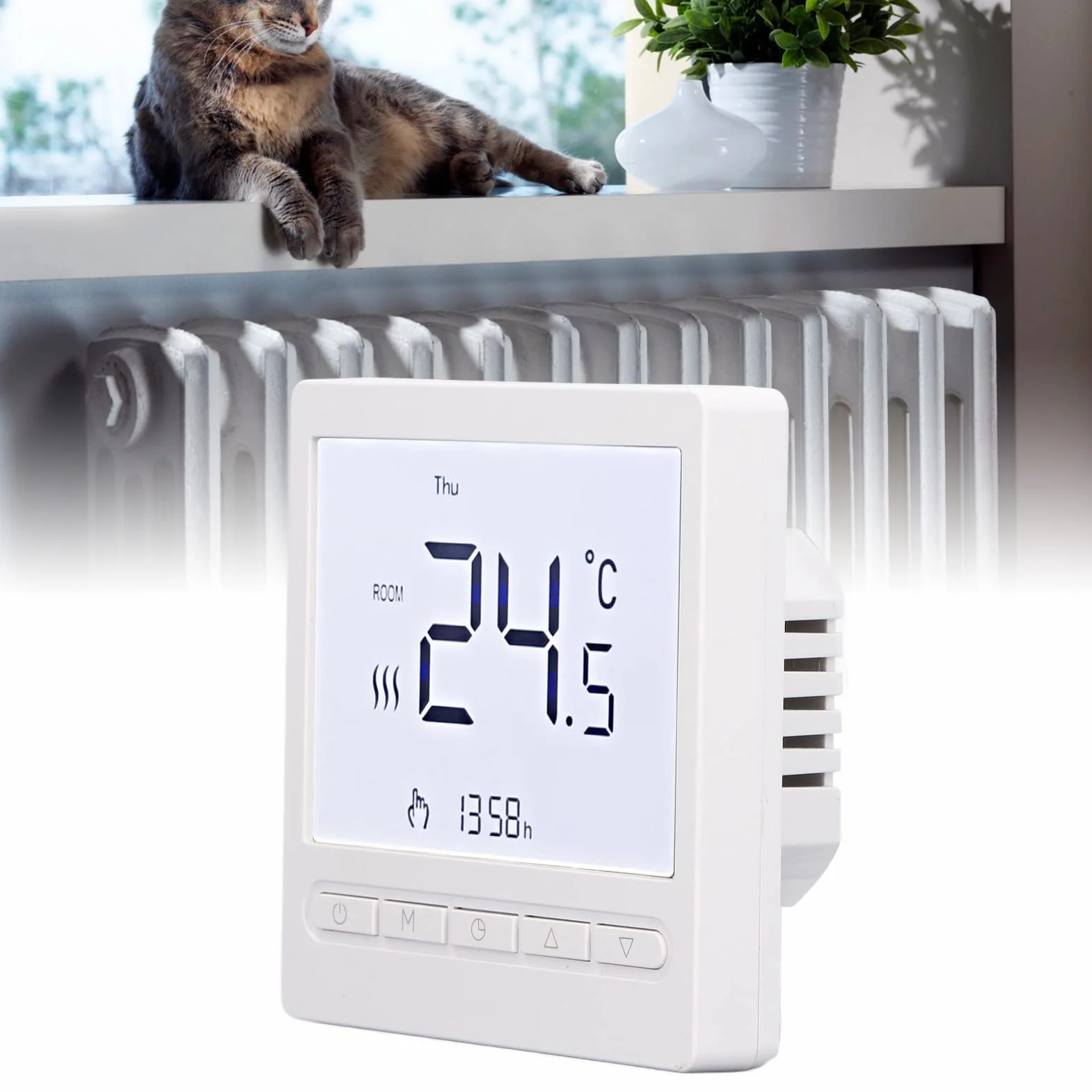 Inteligentny Termostat Domowy Inteligentny Termostat Grzewczy do Wody Ogrzewanie Elektryczne Piec ścienny 220V Duży Wyświetlacz LCD