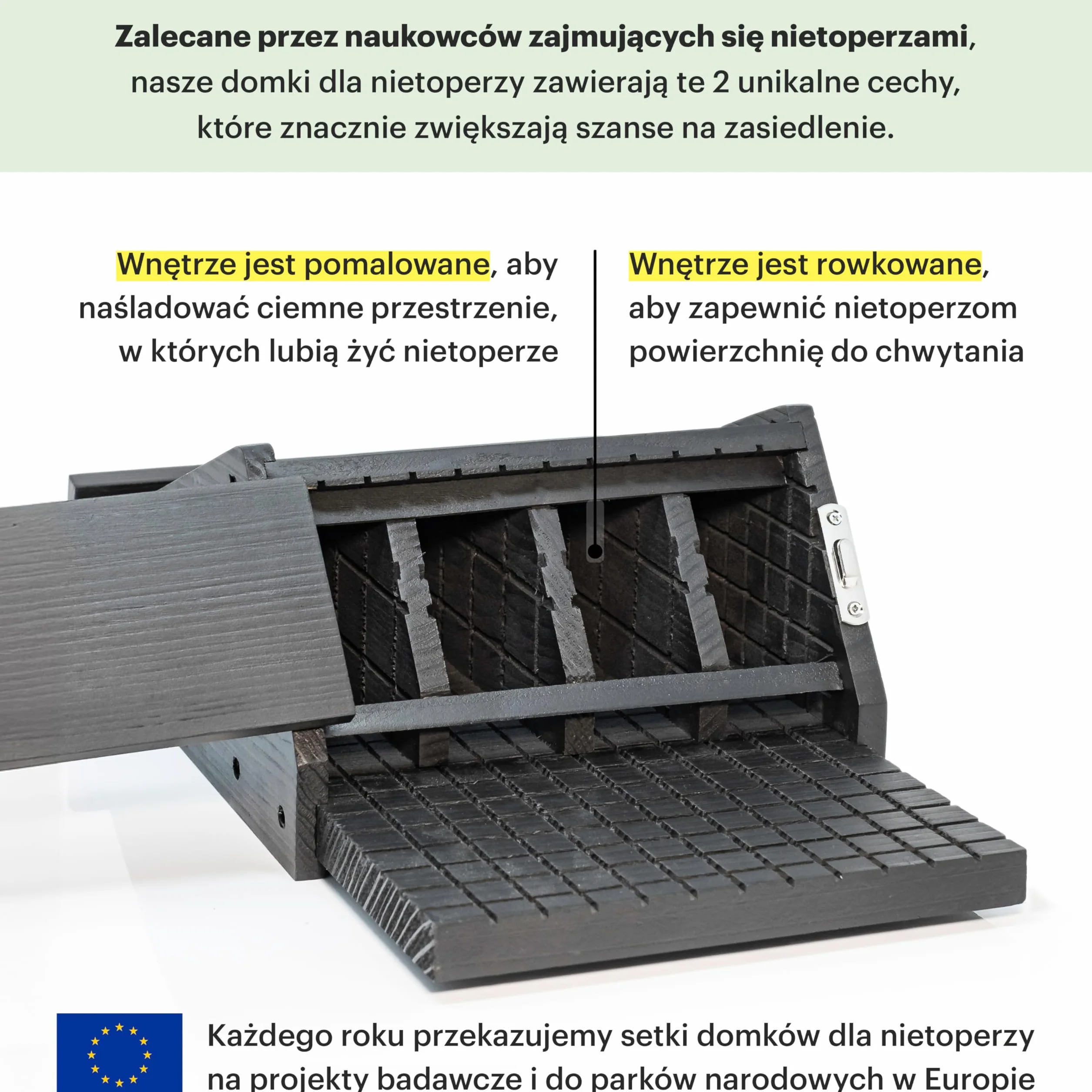 WHITEHORSE Dom dla Nietoperzy z Cedru 4-komorowy Czarny