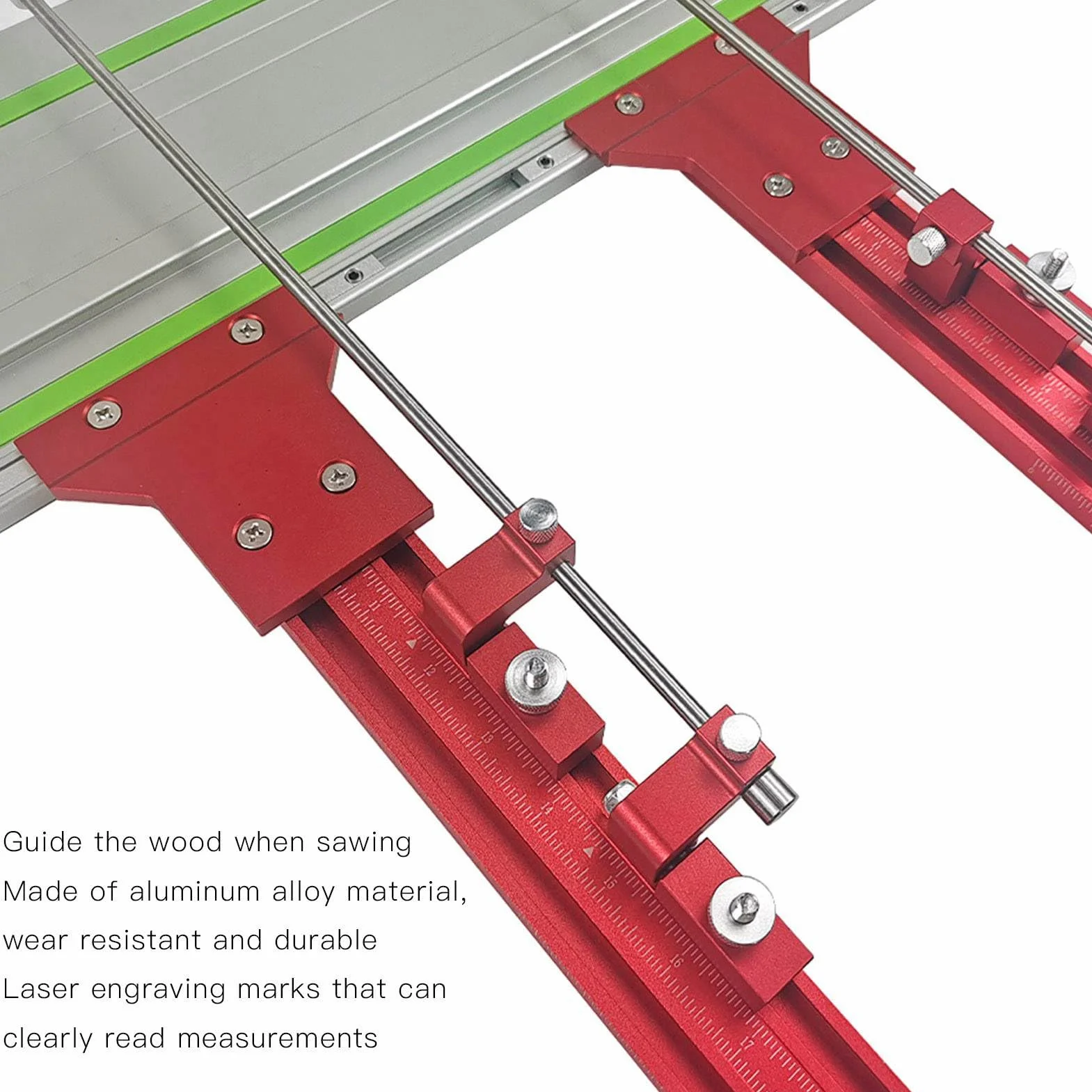 Yctze System Prowadnic Równoległych Zestaw Szyn Prowadzących Piły Stop Aluminium Odporny na rdzę, Odporny na Zużycie, do Piły Tarczowej z Regulowanym Blokiem Krańcowym