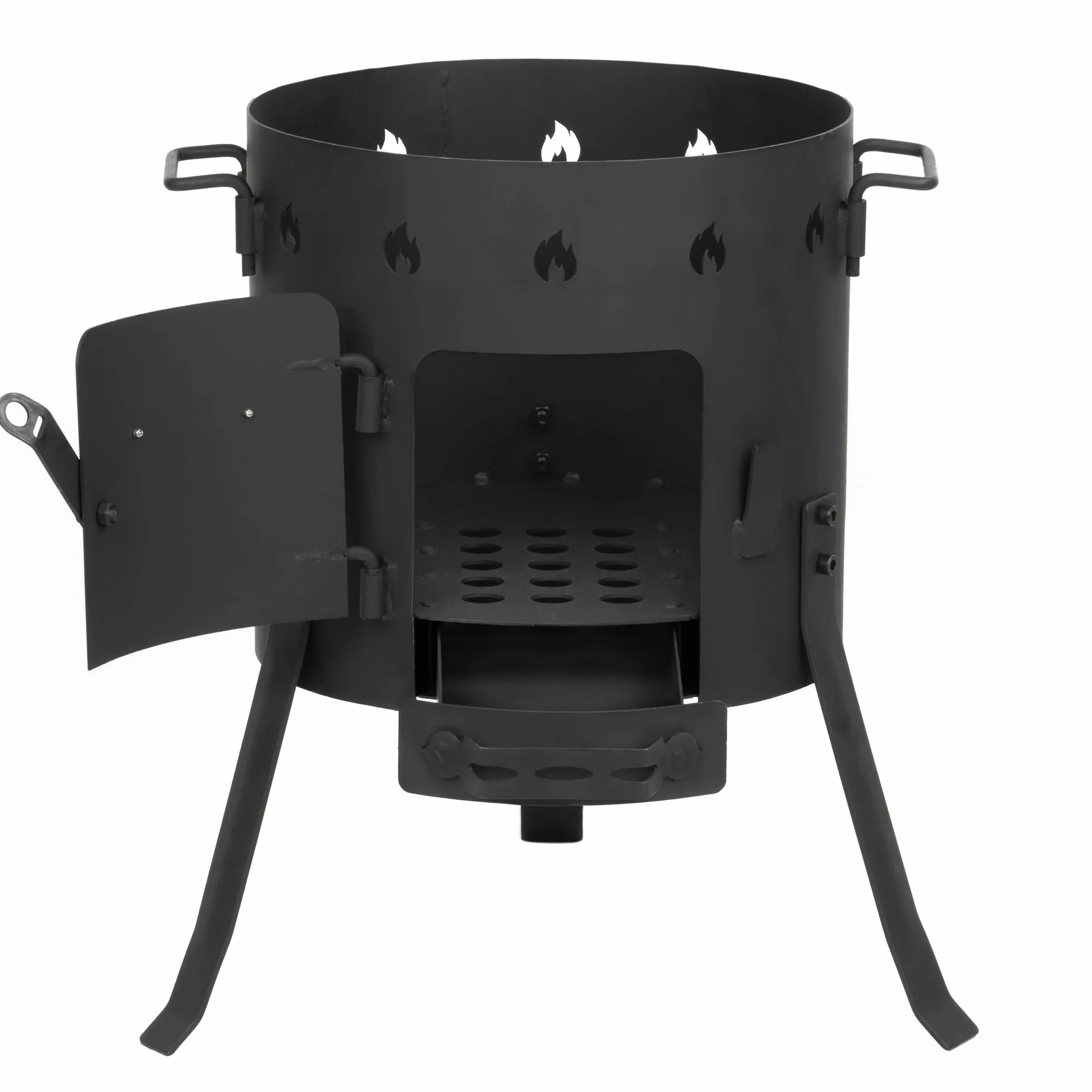 BBQ-Toro Żeliwny Kazan z Piecem Ø 35 cm | Garnek Żeliwny 12,1 L z Pokrywką, Kociołek na Gulasz, Piec na Zewnątrz, Palenisko, Kuchnia na Ognisku