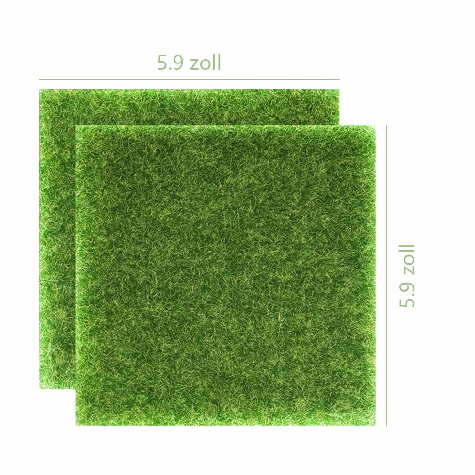 Dreamil Mini sztuczna trawa "zrób to sam", 2 sztuki, dywan trawnikowy, 15 x 15 cm, miniaturowy ogród, sztuczny mech, dekoracja do samodzielnego wykonania, mikrokrajobraz, domek dla lalek