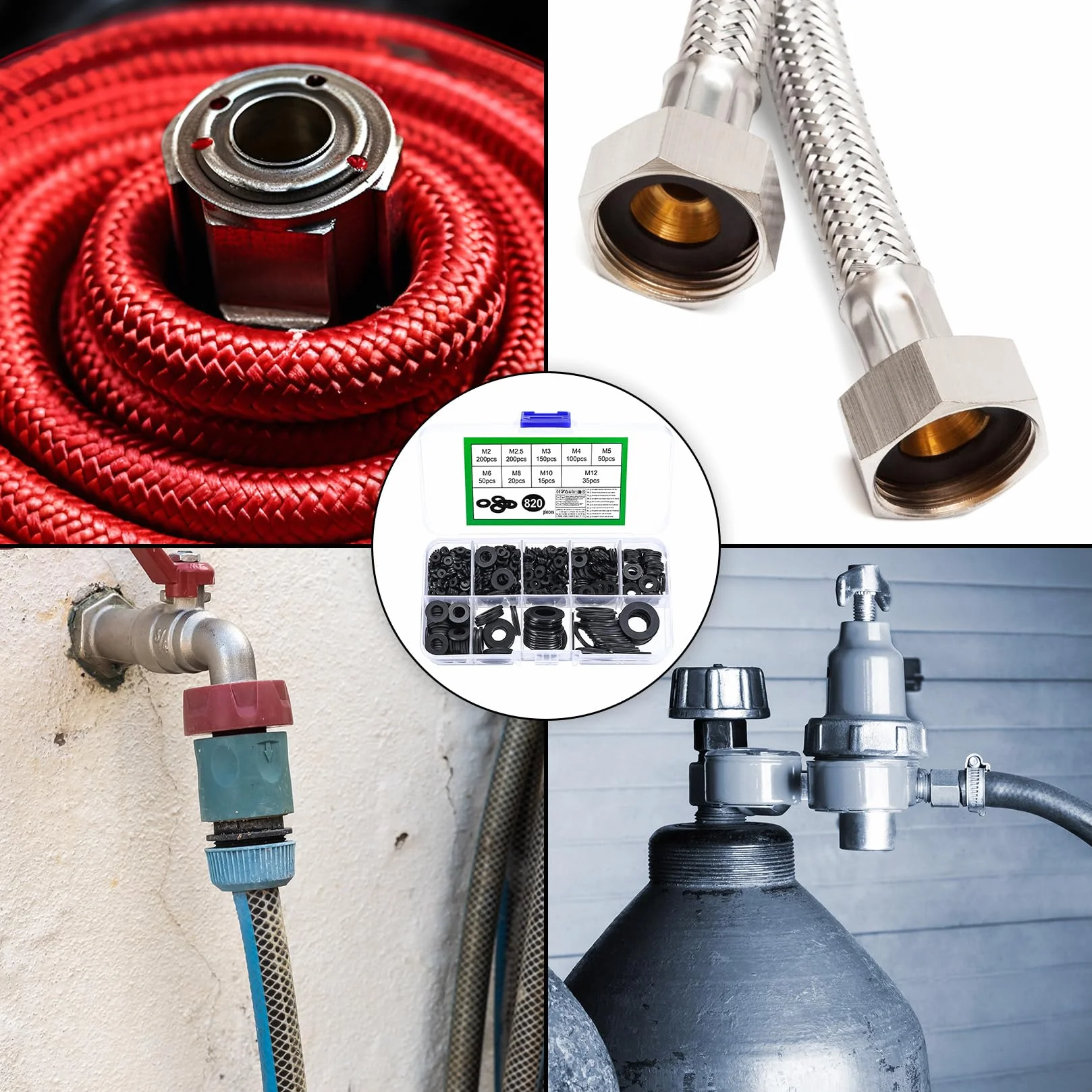 820 nylonowe podkładki z tworzywa sztucznego, czarne, zestaw płaskich podkładek, nylonowe tuleje dystansowe, tarcze dystansowe do mechanicznych, M2/M2.5/M3/M4/M5/M6/M8/M10/M12 (czarne)
