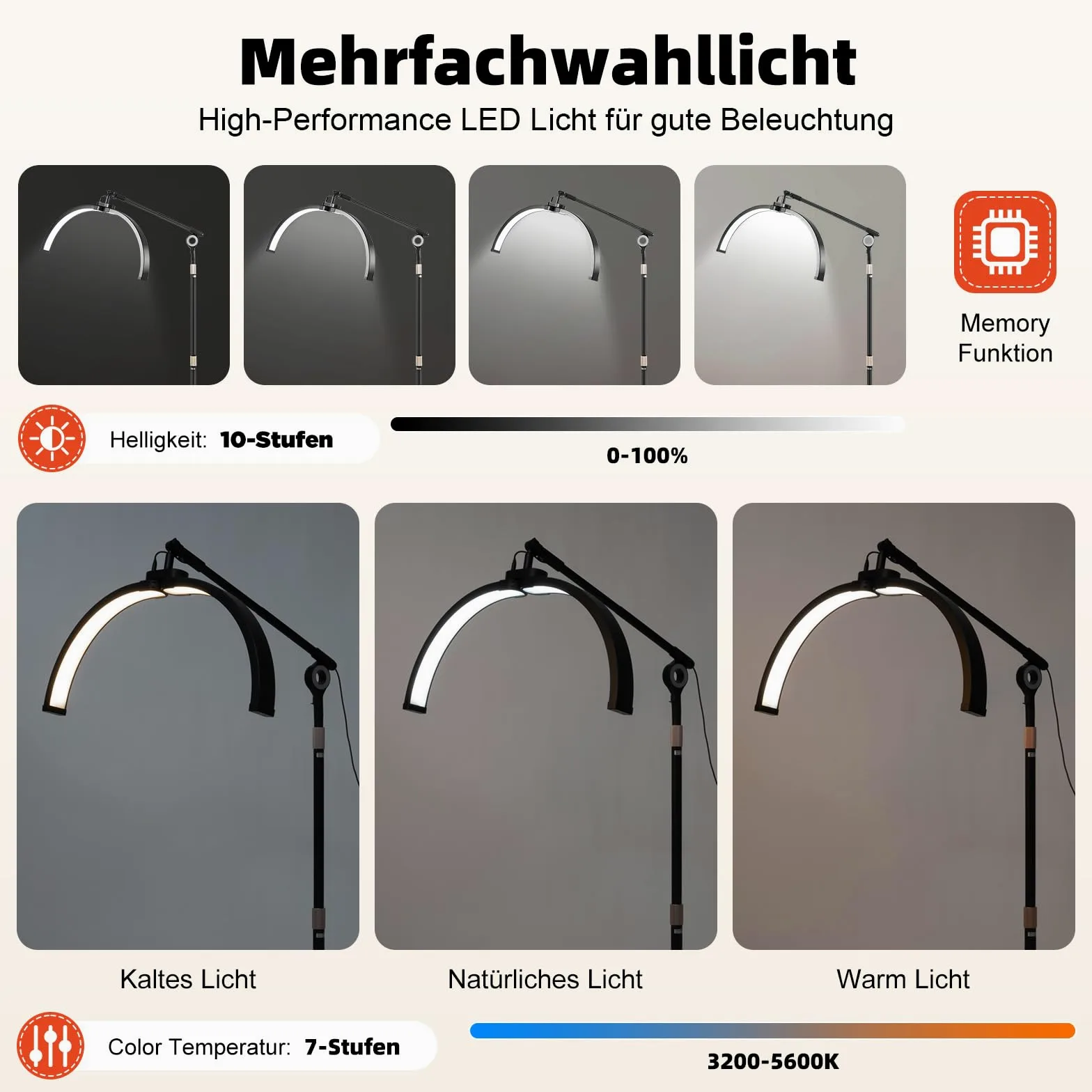 Lampa LED z półksiężycem, przedłużanie rzęs z uchwytem na telefon, składane, chowane rzęsy, 3200 K-5600 K, profesjonalna lampa estetyczna, dla artystów tatuażu, makijażystów