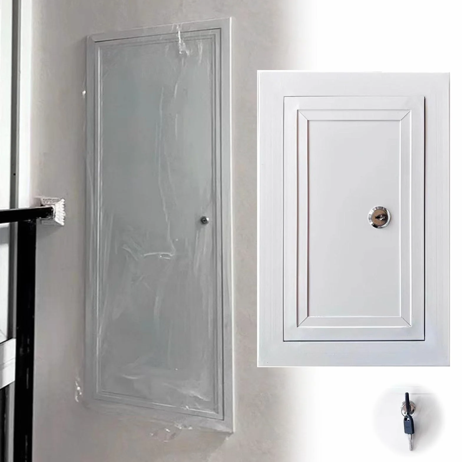Panel dostępu do płyt kartonowo-gipsowych z zamkiem i kluczem, bezpieczne drzwi wejściowe z płyt gipsowo-kartonowych dla łatwej konserwacji, wiele (500 x 1100 mm/20 x 45 cali)