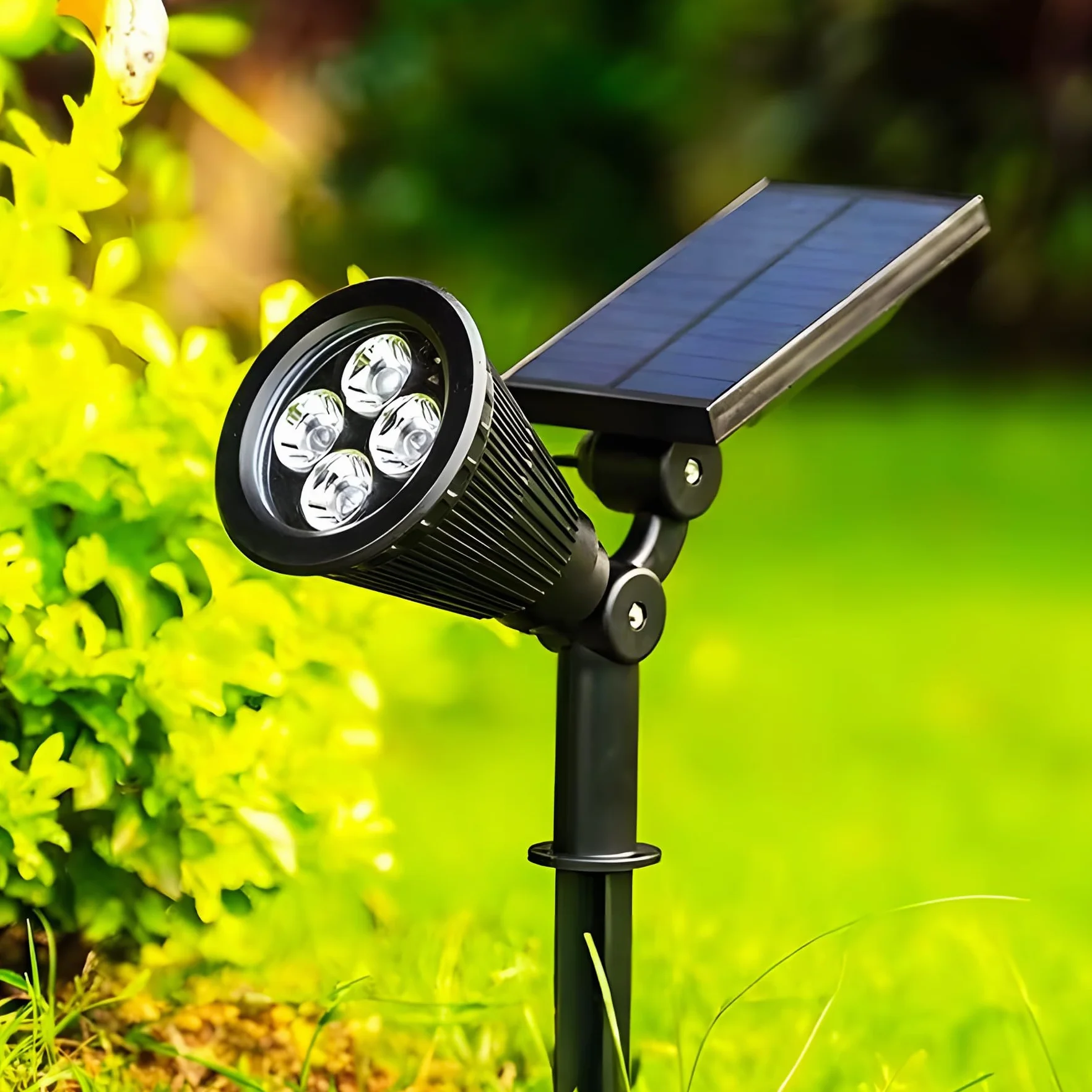 Retoo Lampa Solarna z Czujnikiem Zmierzu, 4x LED z 3 trybami jasności, Zimna Barwa Swiatła 6500K, Super Jasna, Wodoszczelna, Zewnętrzna lampa ogrodowa