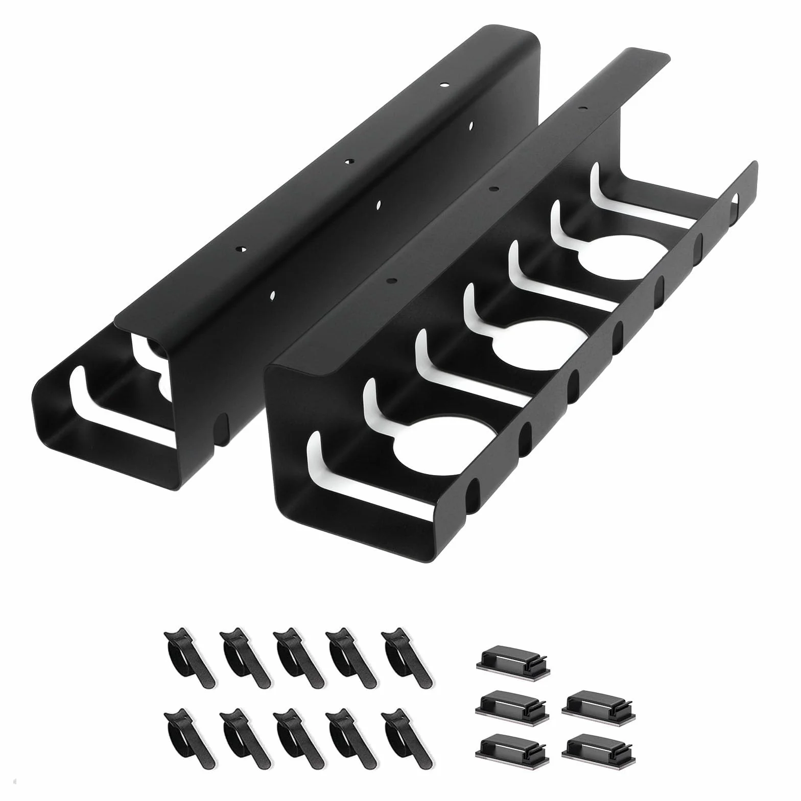 TooCust Taca do zarządzania kablami pod biurkiem, 80 cm, organizer na przewody, do tacki do zarządzania przewodami, bez śrub, bez wiercenia, bieżnia kablowa, do biurka stojącego, duży stojak, czarna