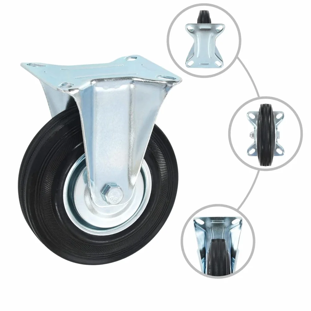 Gumowe kółka zestaw 4 szt. 125 mm z ramą cynkową 100 kg na rolkę, 2 kółka skrętne, podwójny hamulec 100 x 80 mm, do warsztatu, magazynu, wózka transportowego