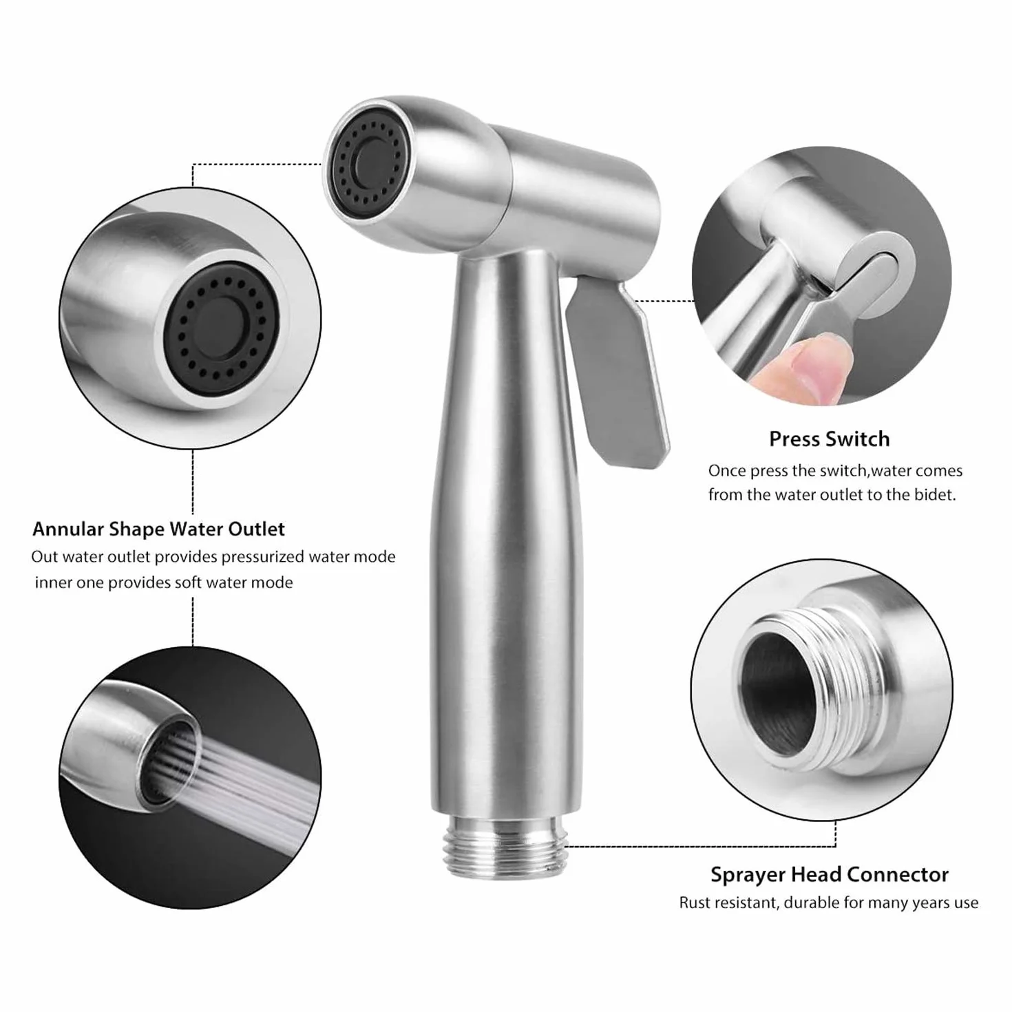 Ręczny bidet, toaleta z hakiem na zbiornik na wodę i 150 cm, elastyczny teleskopowy wąż prysznicowy z tworzywa ABS, do czyszczenia pieluch, wanny dla zwierząt domowych, szafki, patelni do kucania