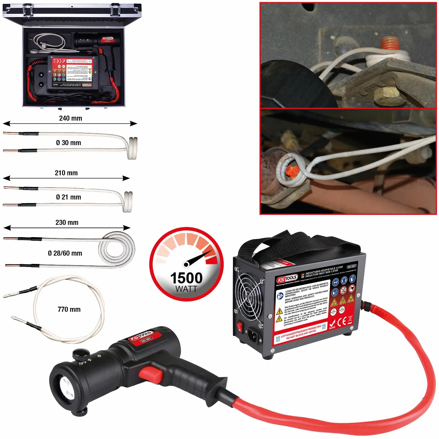 KS Tools 500.8680 indukcyjne pistolety grzewcze, 5-częściowy, 1,5 kW