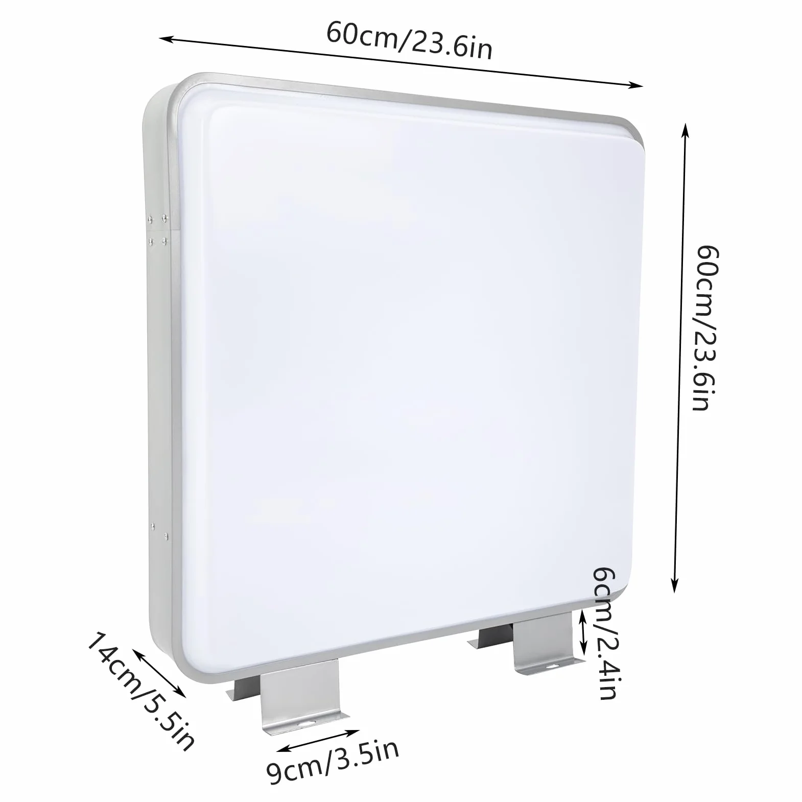 Skrzynka świetlna LED, dwustronna, 60 x 60 x 14 cm, stop aluminium, wodoszczelna IP65, nowoczesna, 16 W, do sklepów i restauracji