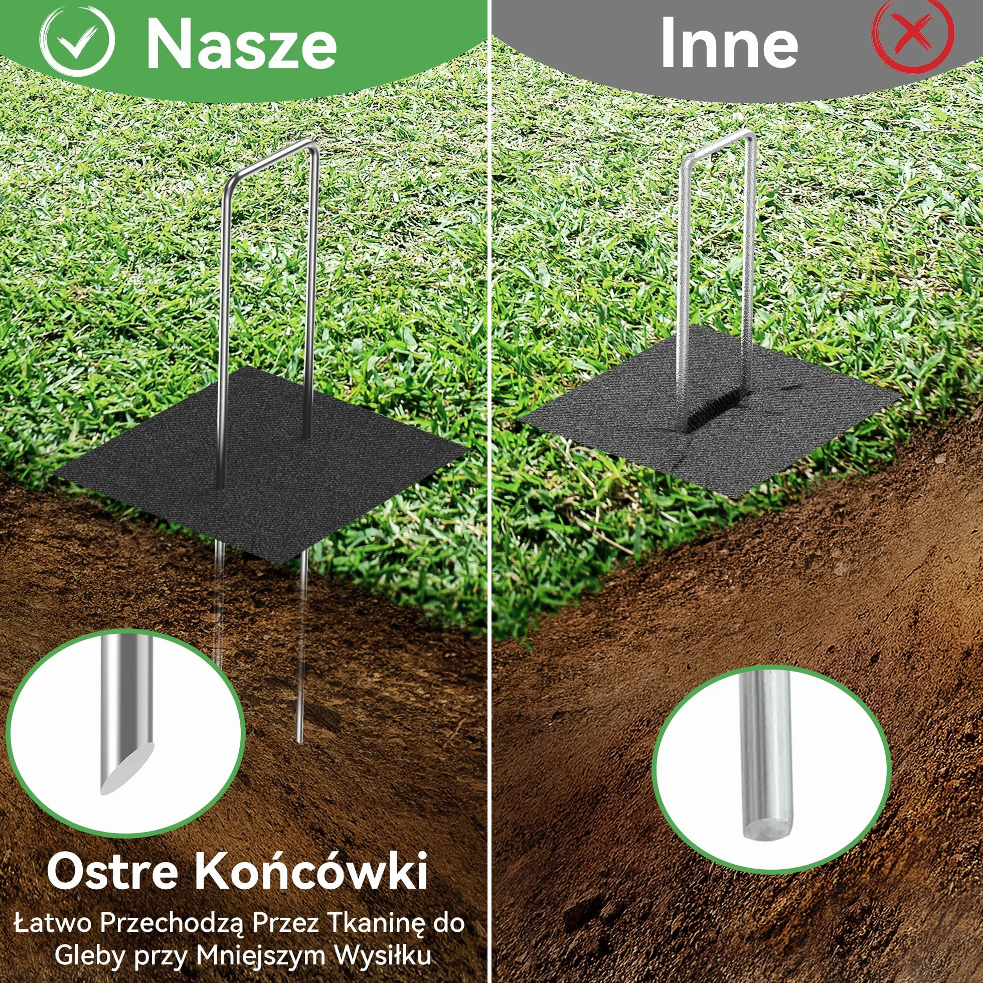50 szt. Wytrzymałe Szpilki Ogrodowe 20cm Ø 3mm – Ocynkowane Stalowe Kotwy Mocujące do Mocowania i Kotwiczenia Agrowłókniny, Obrzeży Krajobrazowych, Siatek i Rurek z 1 Hakiem do Wyciągania