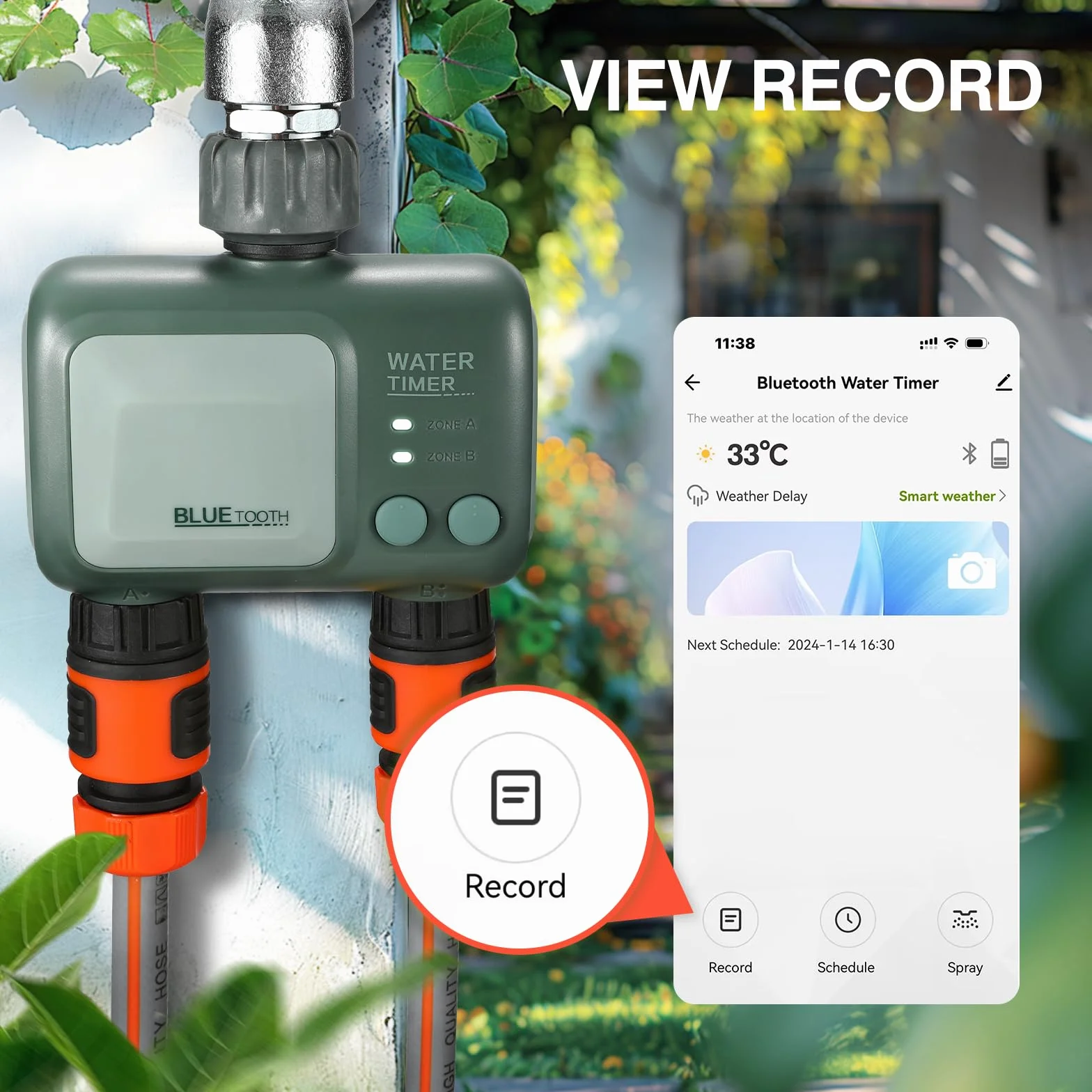 CROSOFMI Komputer nawadniający, 2 wyjścia z Wi-Fi, Bluetooth, timer, automatyczne nawadnianie ogrodu, Wi-Fi, nawadnianie, timer wody, bezprzewodowy pilot zdalnego sterowania, IPX5