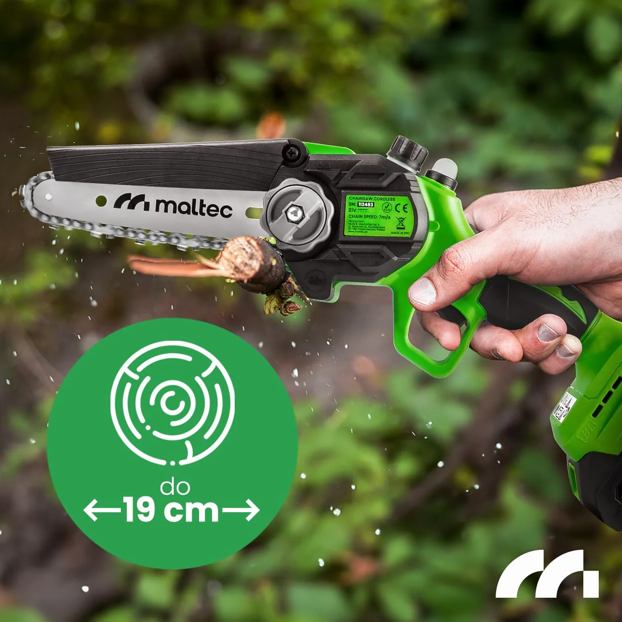 Maltec MasterCut akumulatorowa piła łańcuchowa bezprzewodowa 1000 W 21 V 6+8"