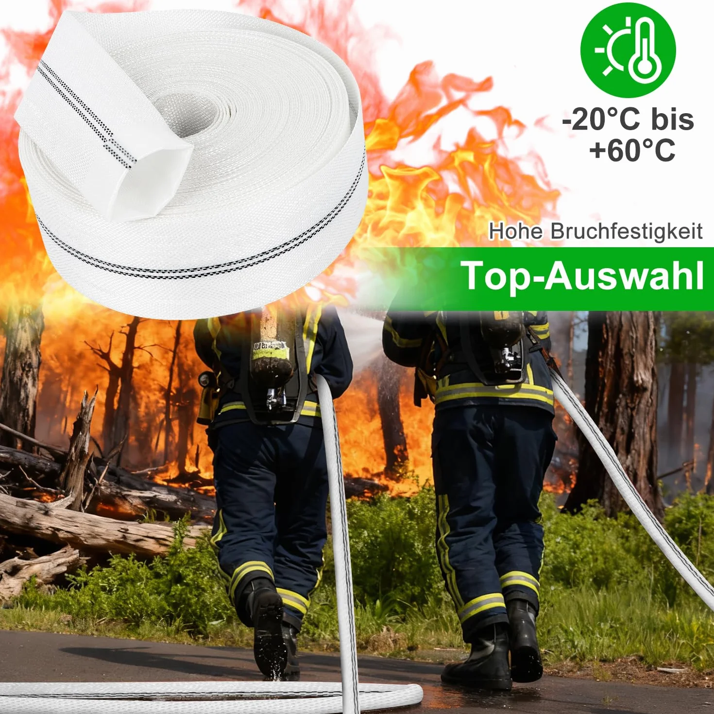 Wąż tkaninowy 1 cal 25mm 10m z 2 klipsami Przemysłowy zestaw do pomp
