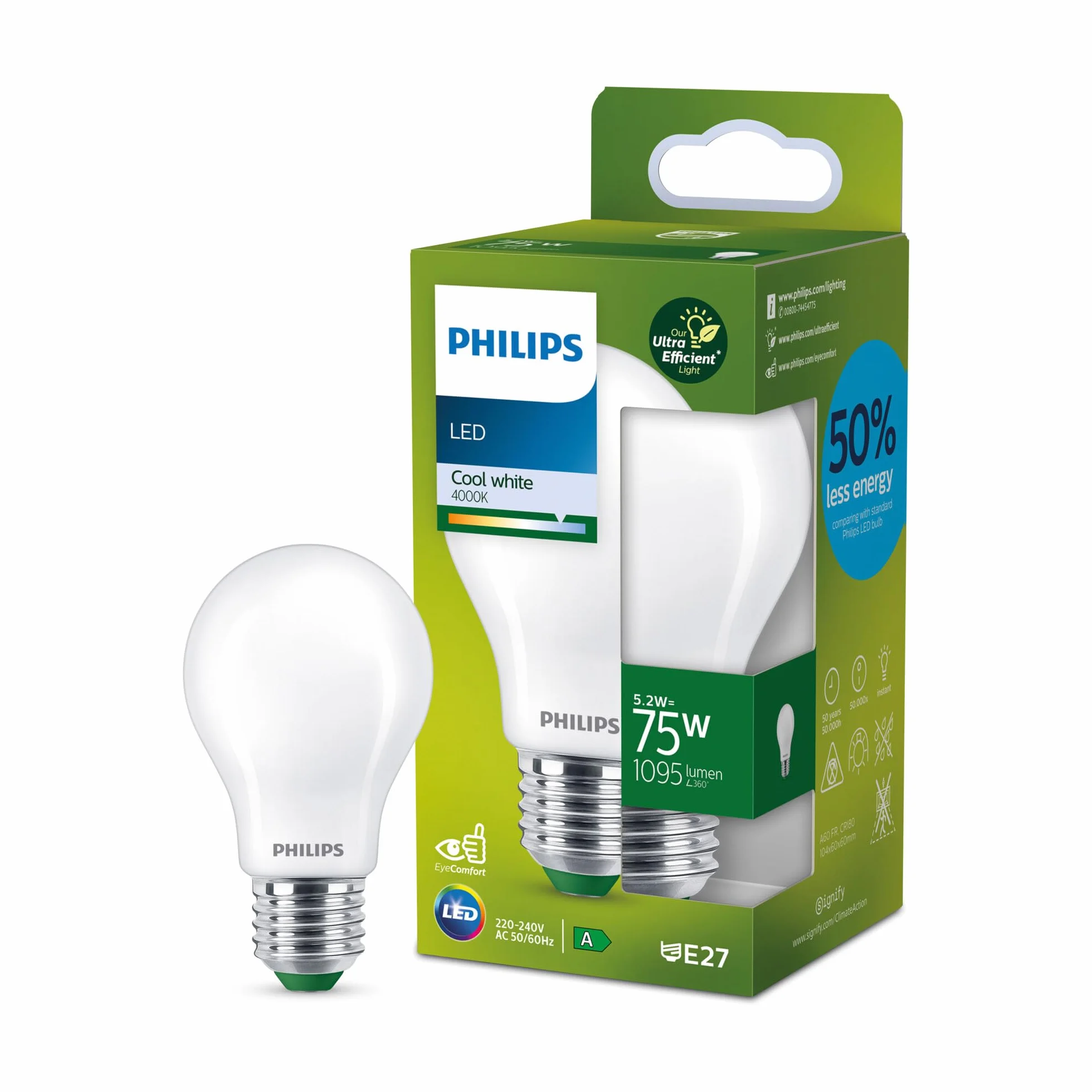 Philips Żarówka Ultra Efficient LED CLA 75W A60 E27 4000K FR UE SRT4