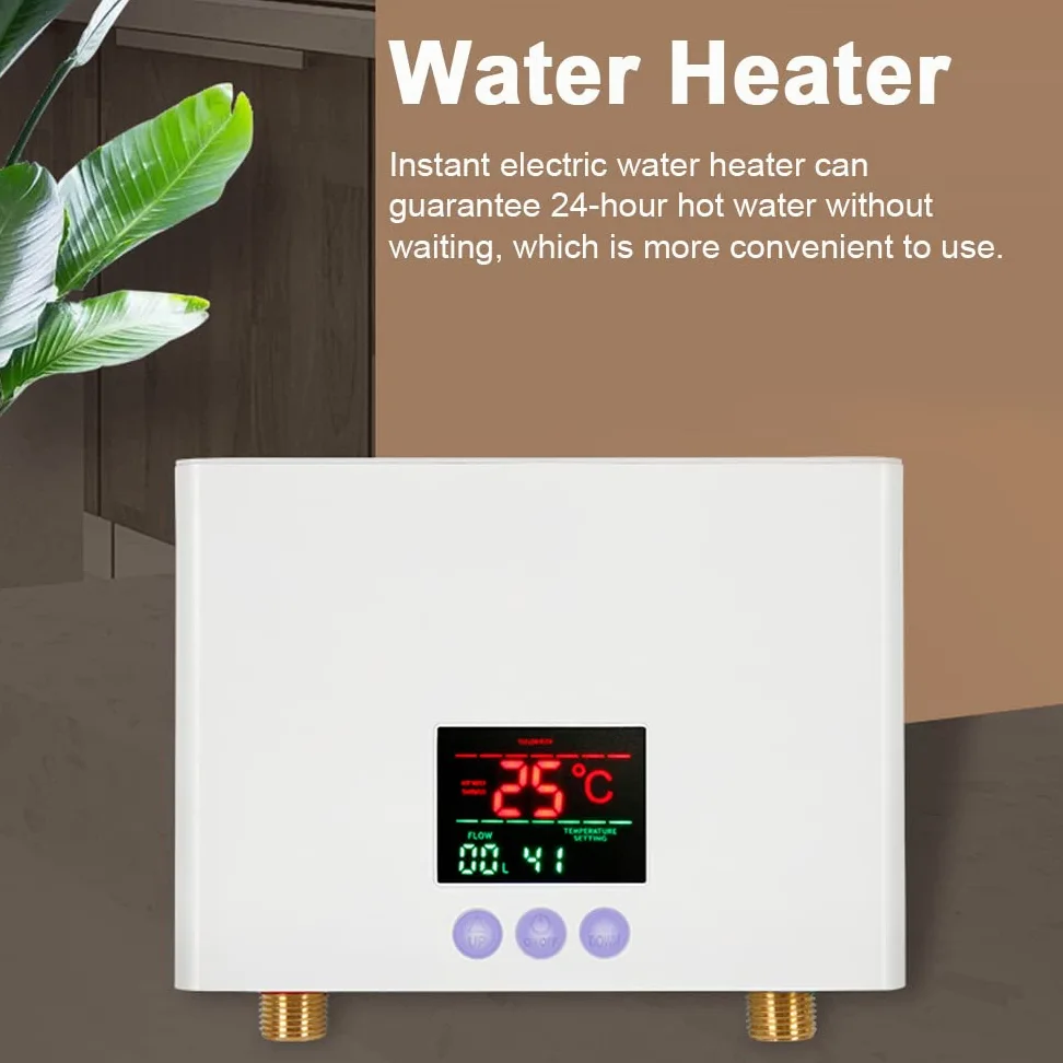 Podgrzewacz wody 3KW Bezzbiornikowy mini ścienny elektryczny podgrzewacz wody z wyświetlaczem LED 3-stopniowa regulacja temperatury Pilot do domowej kuchni łazienki